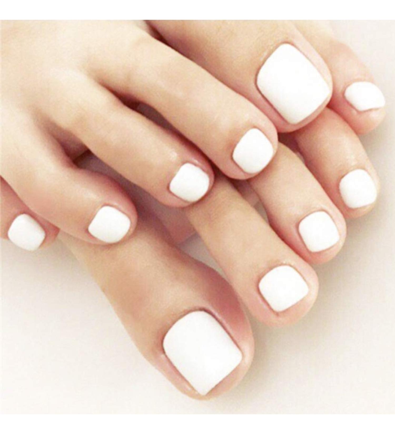 RODAKY Glossy White Press On Toe Nails for Women - 24PCS Fashion False Toenail Full Cover Acrylic Foot Nails - Buy Online on SooperMarket.com