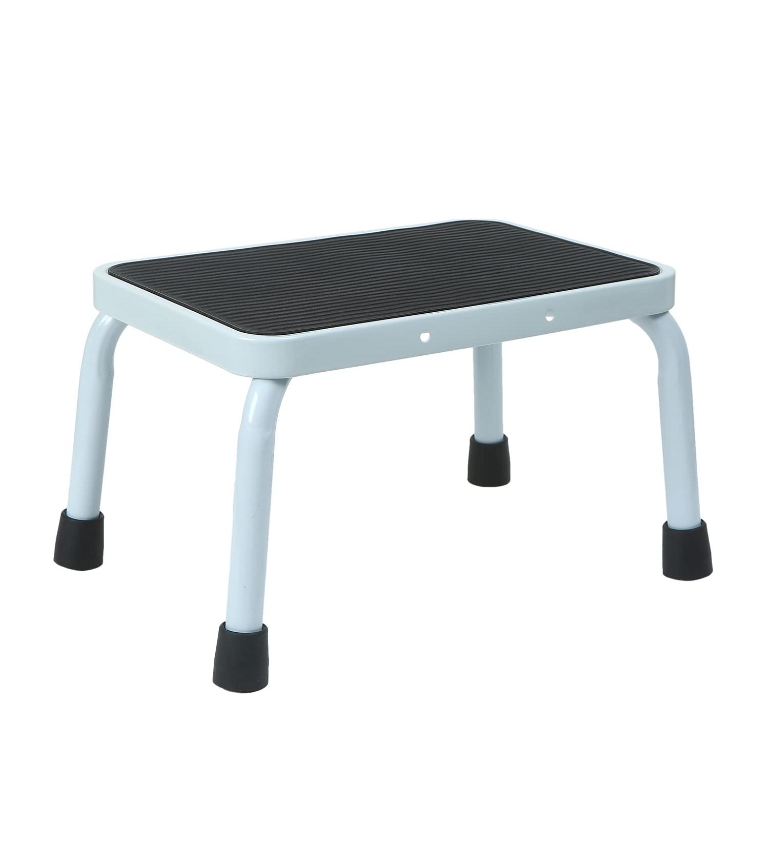 Sattiyrch 9.5 Step Stool - Anti-Skid Rubber Platform, Elderly Friendly, Heavy Duty, Easy Assembly - White/Black - Buy Online on SooperMarket.com
