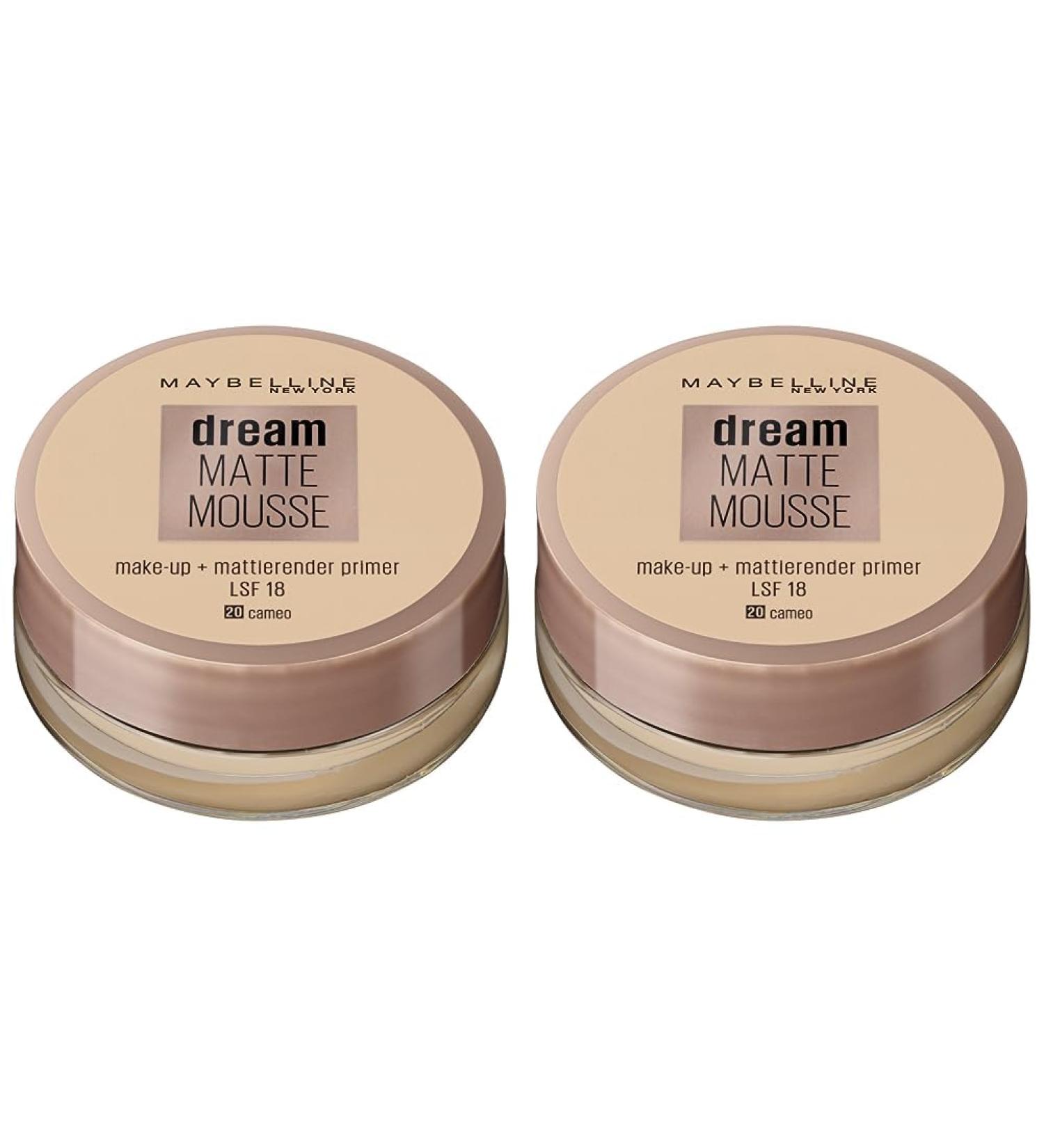Maybelline Dream Matte Mousse Make-Up No. 20 Cameo - Mattifying Foundation (Pack of 2) | Shop Internationally - Buy Online on SooperMarket.com
