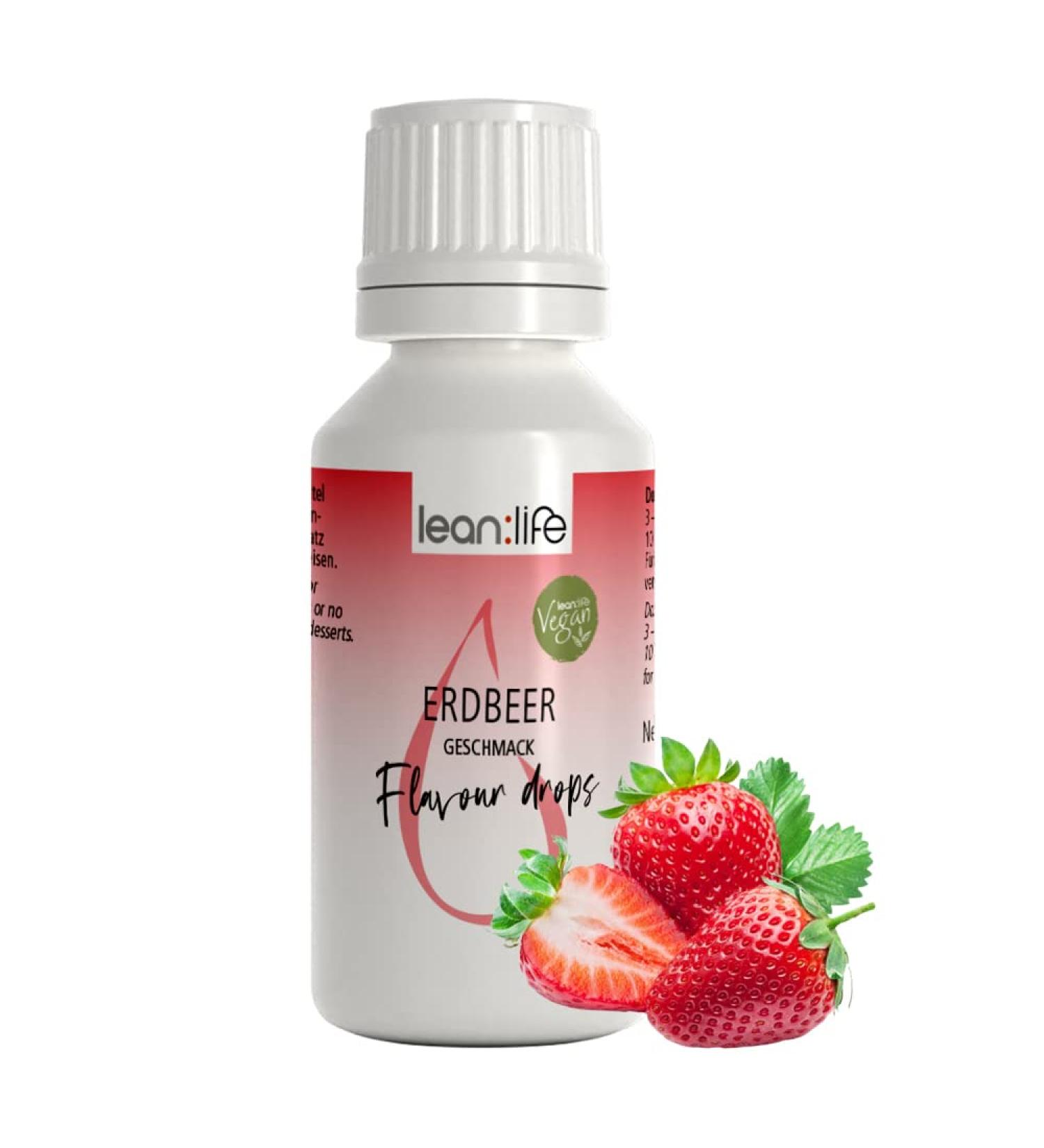 Buy Lean:Life Strawberry Flavour Drops - 30ml - Sugar-Free & Low Calorie Aroma for Food - International Shipping - Buy Online on SooperMarket.com