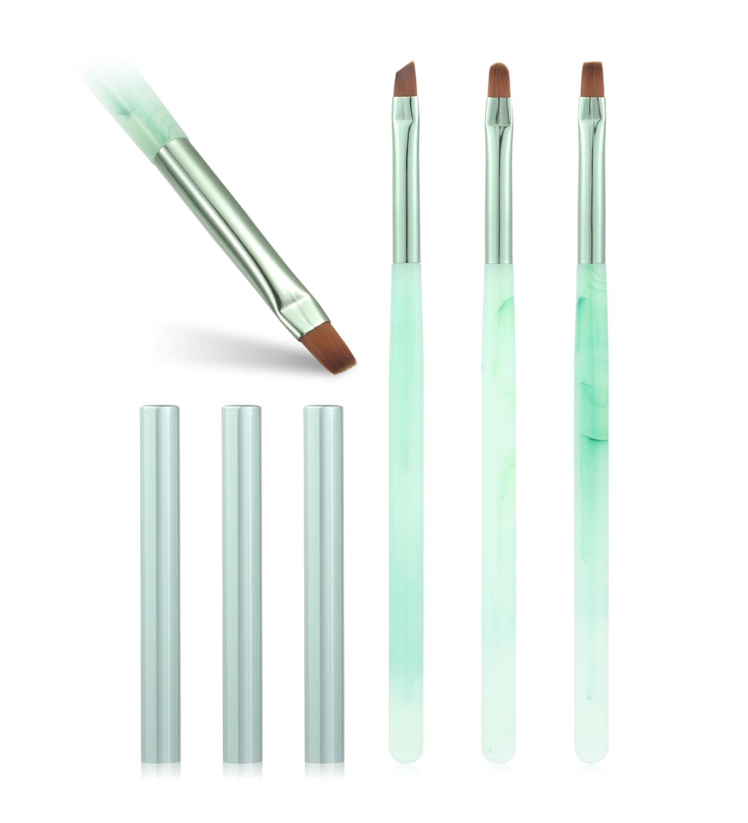 3PCS Nail Clean Up Brushes for OPI - Acetone Resistant Cuticle Cleaning Nail Art Precision Tools in Jade Green - Buy Online on SooperMarket.com