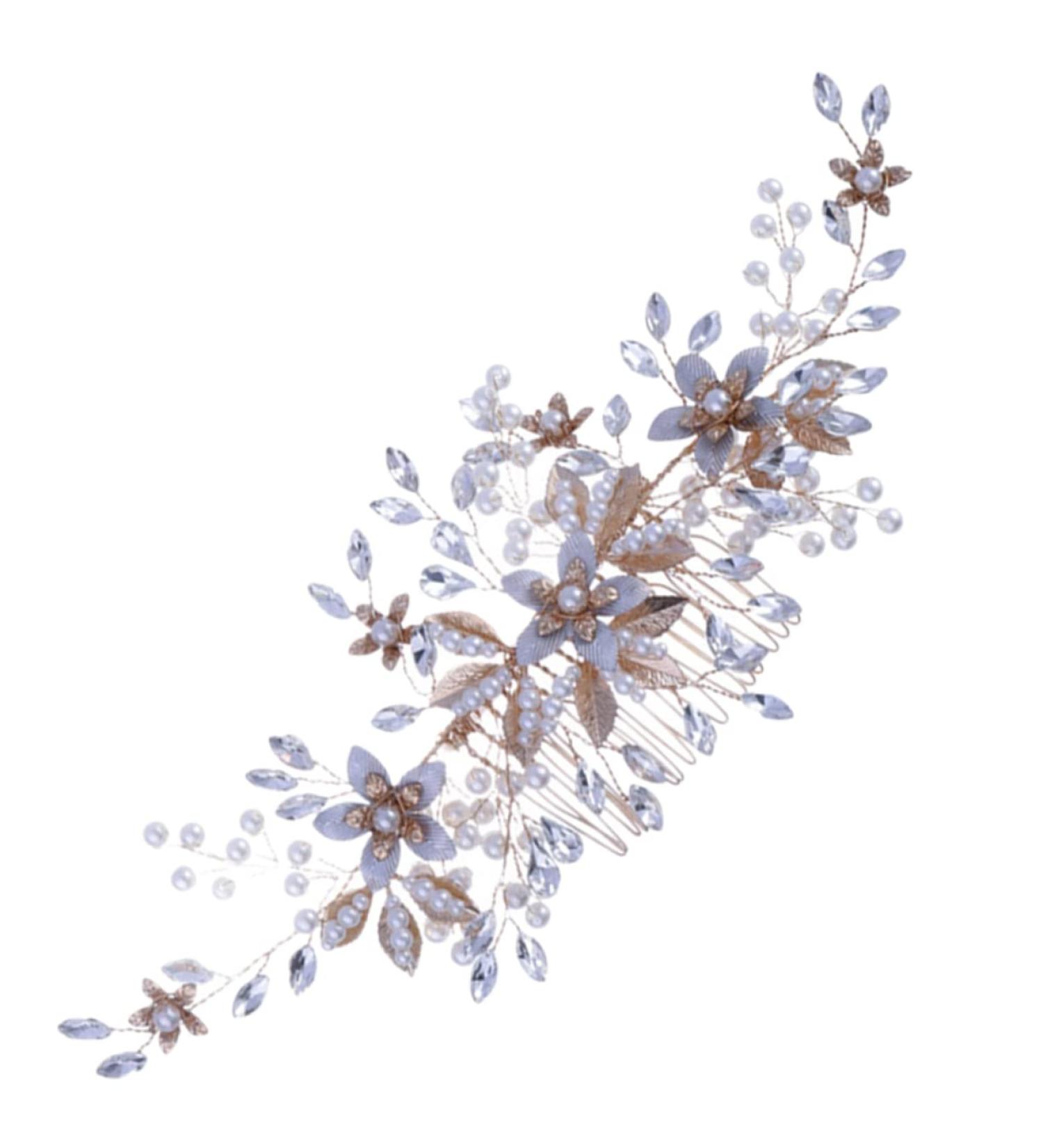 BELLIFFY Headgear Bride Wedding Hair Comb Bridal Flower Hair Comb Wedding Headdress Wedding Pearl Hair Comb Bridal Headpieces for Wedding Bridal Hair Accessories Wedding Hair Accessories - Buy Online on SooperMarket.com