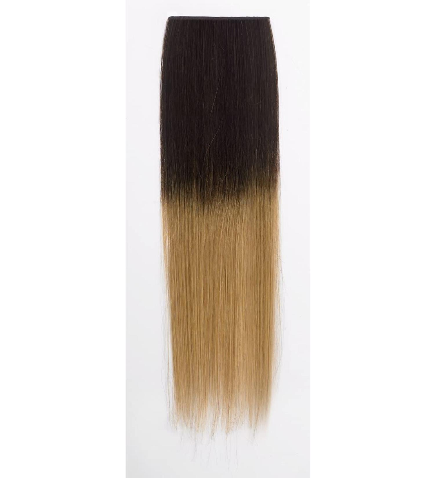 Forever Young UK 18" Dip Dye Ombre Clip-in Remy Human Hair Extensions Medium Brown to Golden Blonde