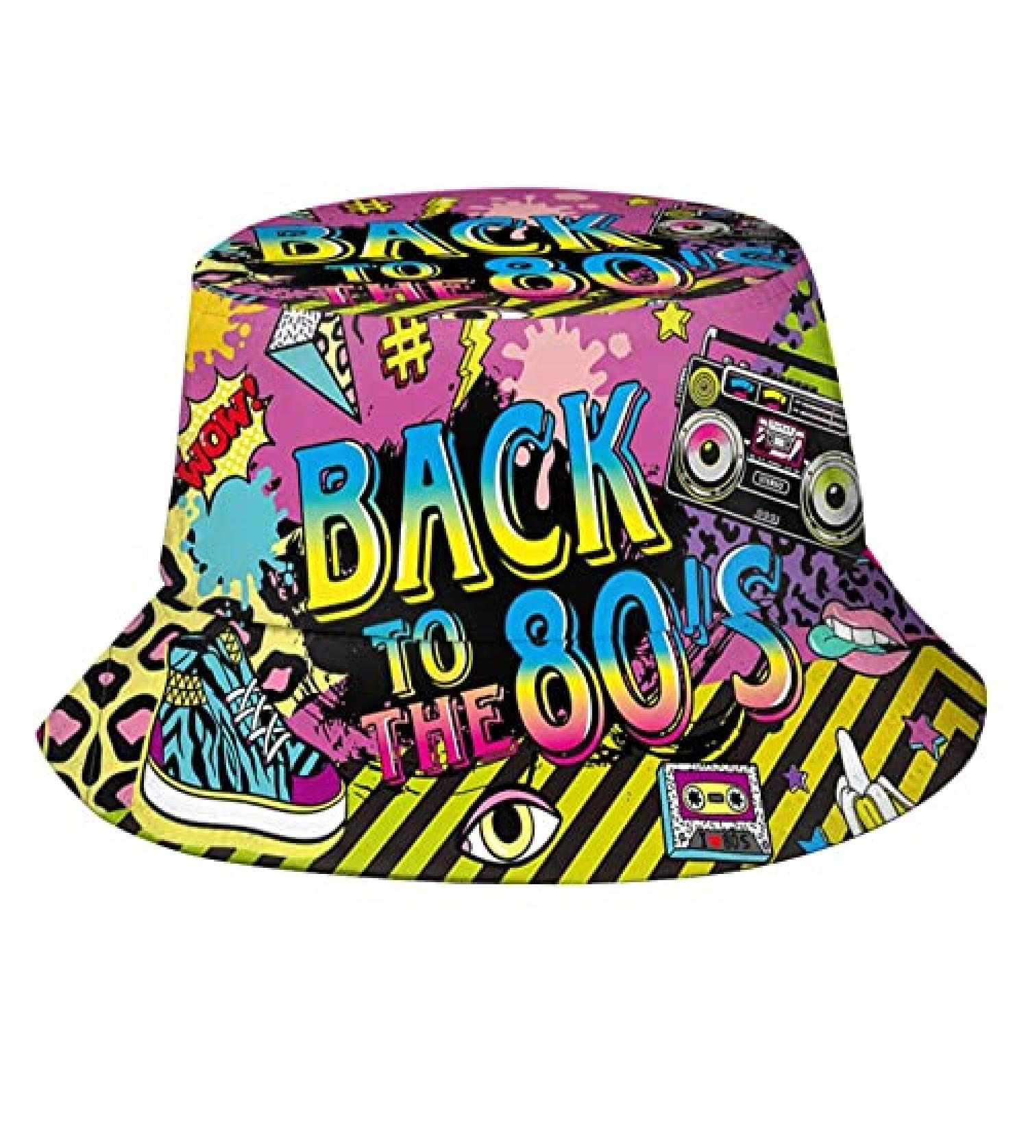 Retro 80s 90s Bucket Hat for Men Women - Funny Sun Fisherman Hat Black-3 One Size - Buy Online on SooperMarket.com
