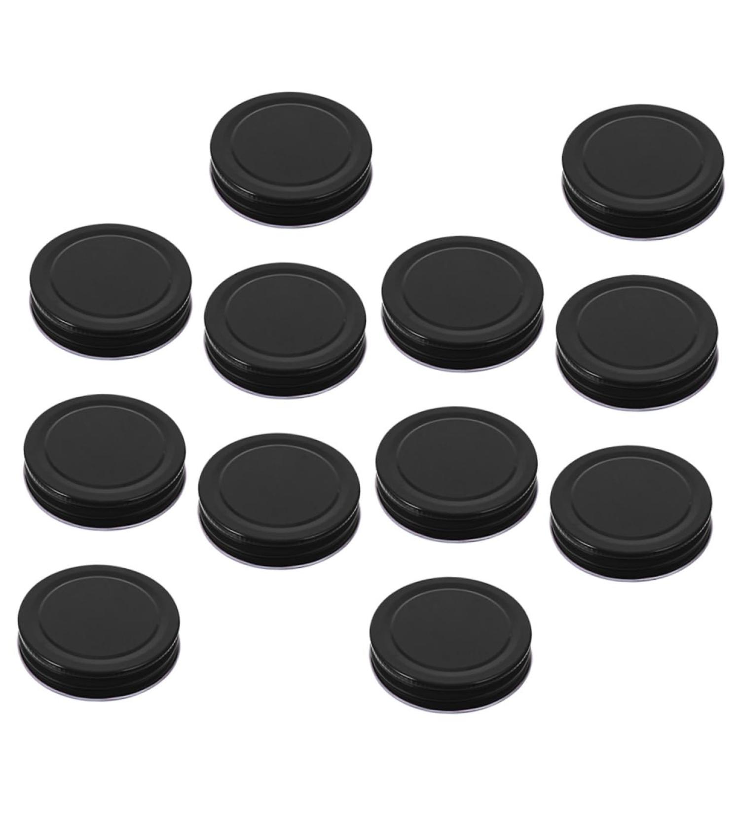 IMIKEYA 16pcs Mason Jar Lids Mason Bottle Lid Canning Jar Caps Sealing Caps Glass Jar Top Metal Lids Black Regular Mouth Mason Jar Lid Bulk Jars Canners for Tinplate Glass Bottle One Body 7.00X7.00X1.50CM Black - Buy Online on SooperMarket.com