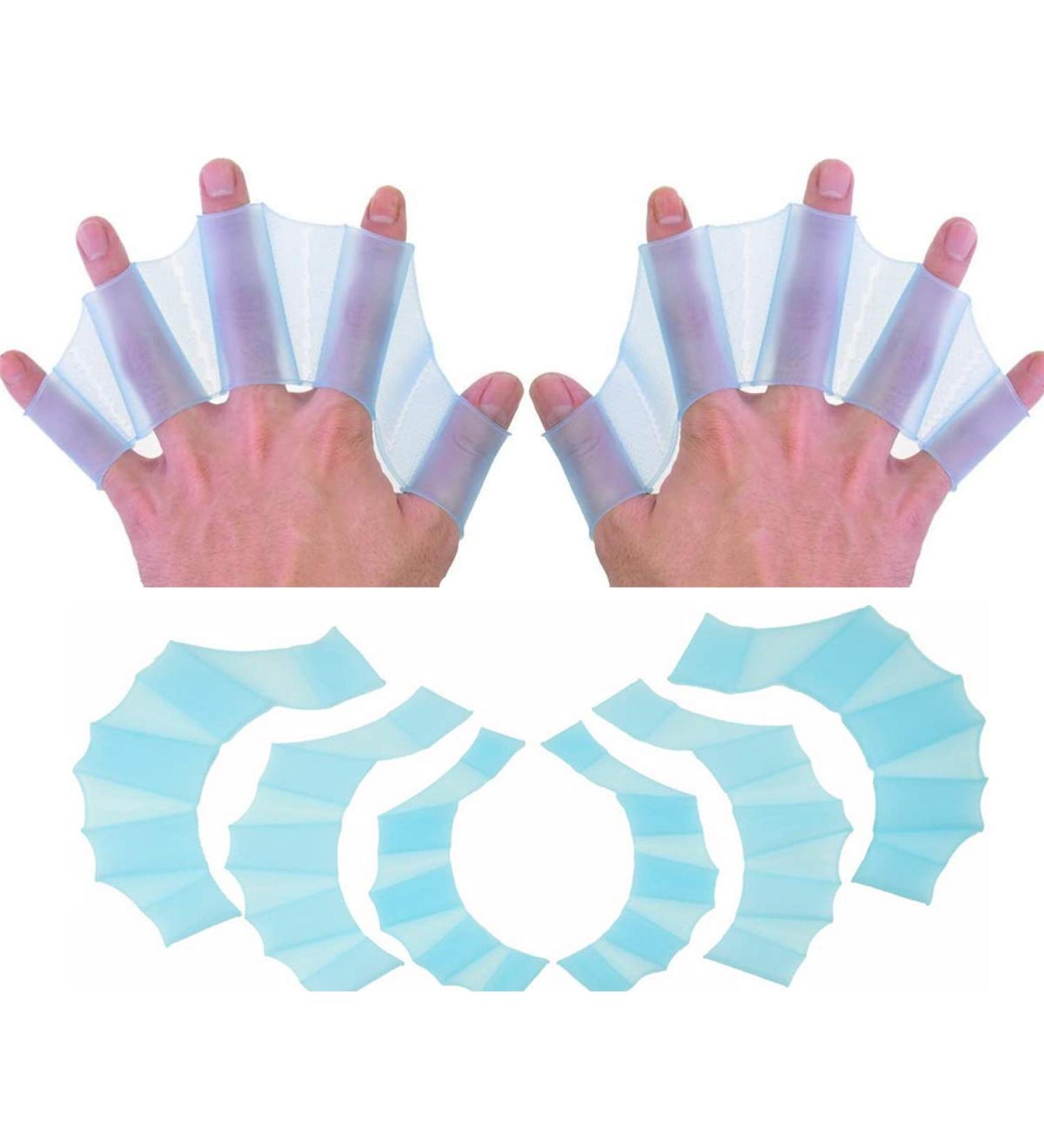 EXCEREY Silicone Swimming Gloves - 2 Pairs, Blue Large | Water Resistance, Webbed Design for Aquatic Training, Fitness Paddle Aerobics - Men Women Kids - Buy Online on SooperMarket.com
