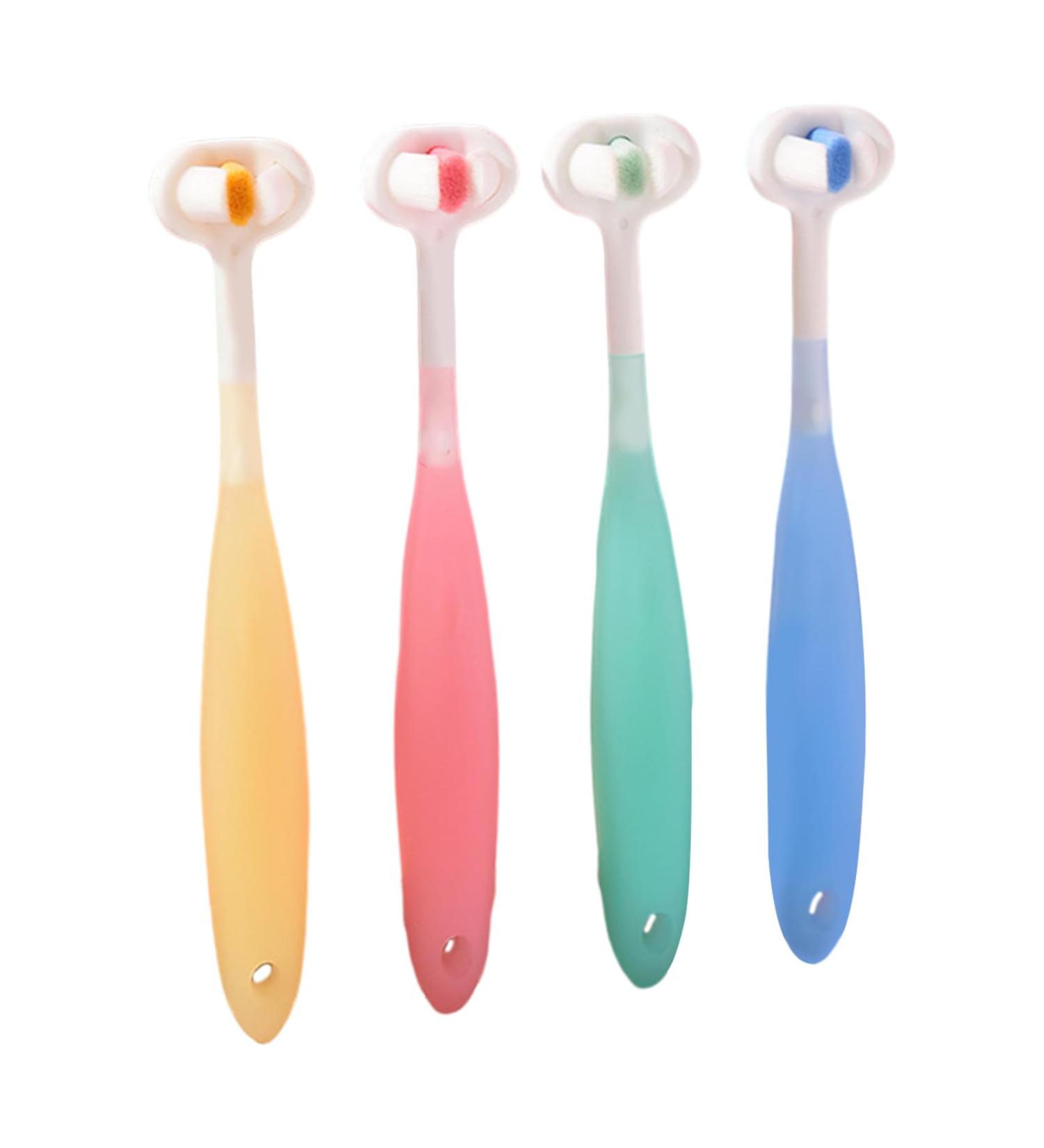 3D Three-Sided Toothbrush for Children - Soft Hair Tongue Scraper Perfect for School & Outdoor Activities - Buy Online on SooperMarket.com