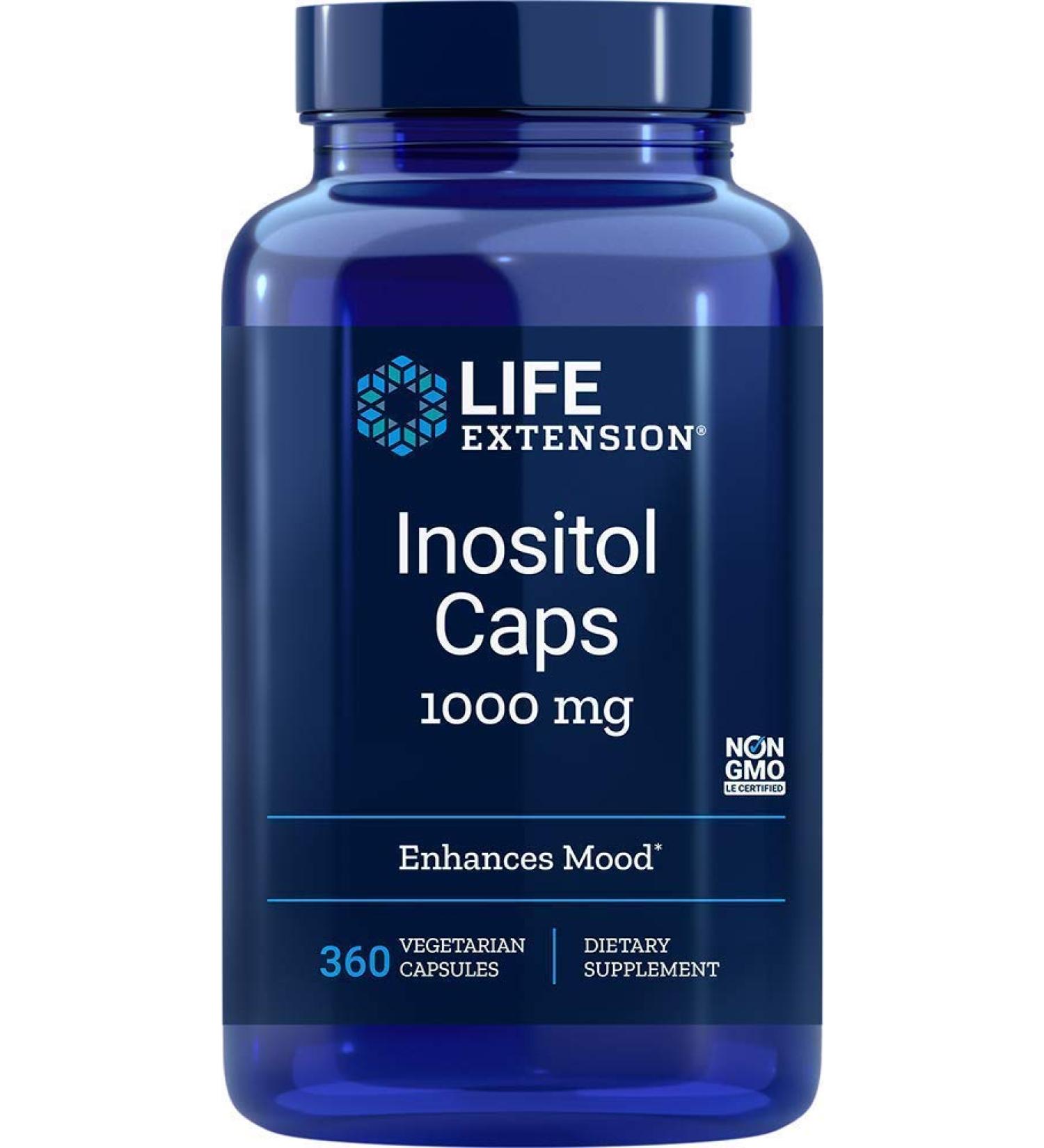 Life Extension Inositol 1000mg 360-Count Vegetarian Capsules - Supports Mood & Hormonal Balance - Buy Online on SooperMarket.com