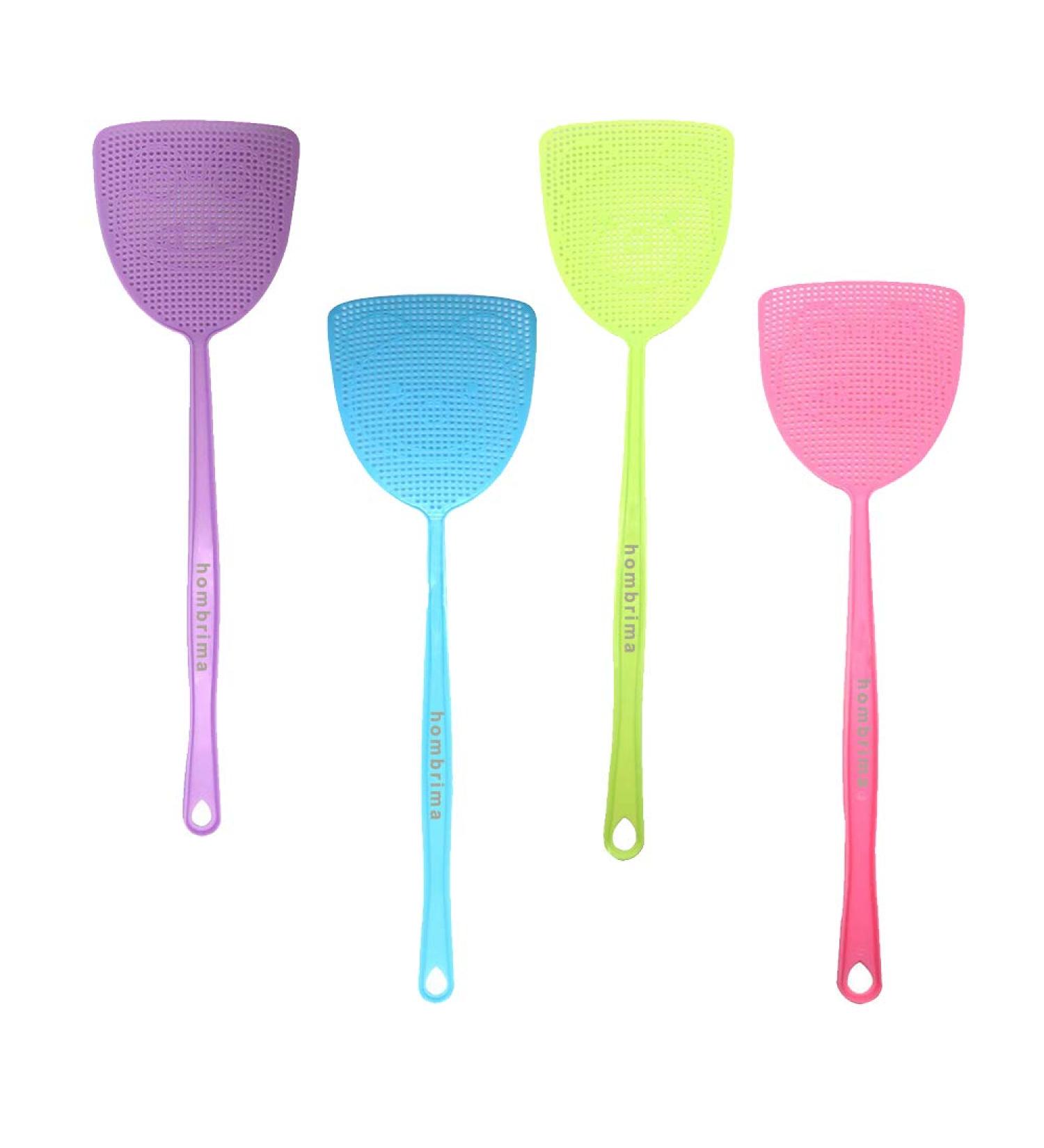 Hombrima Fly Swatter Set - 4 Strong & Flexible Manual Pest Control Tools - Multi-Color Pack for Effective Fly Management - Buy Online on SooperMarket.com