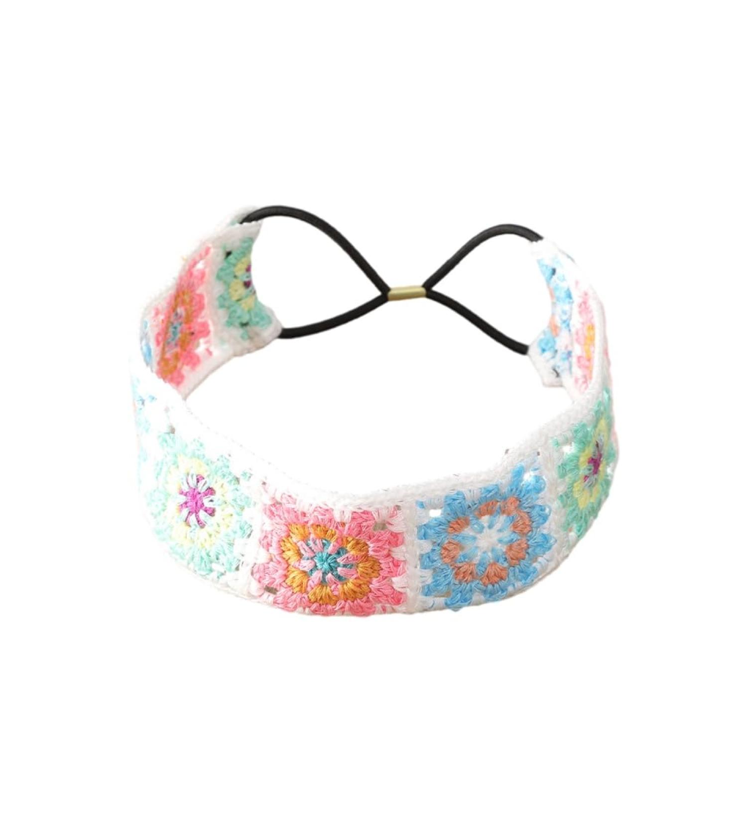 JSGHGDF Floral Knitted Headband for Women Stretch Turban Floral Crocheted Granny-square Ethnic Tie Head Wrap Headband Sun flower headband - Buy Online on SooperMarket.com