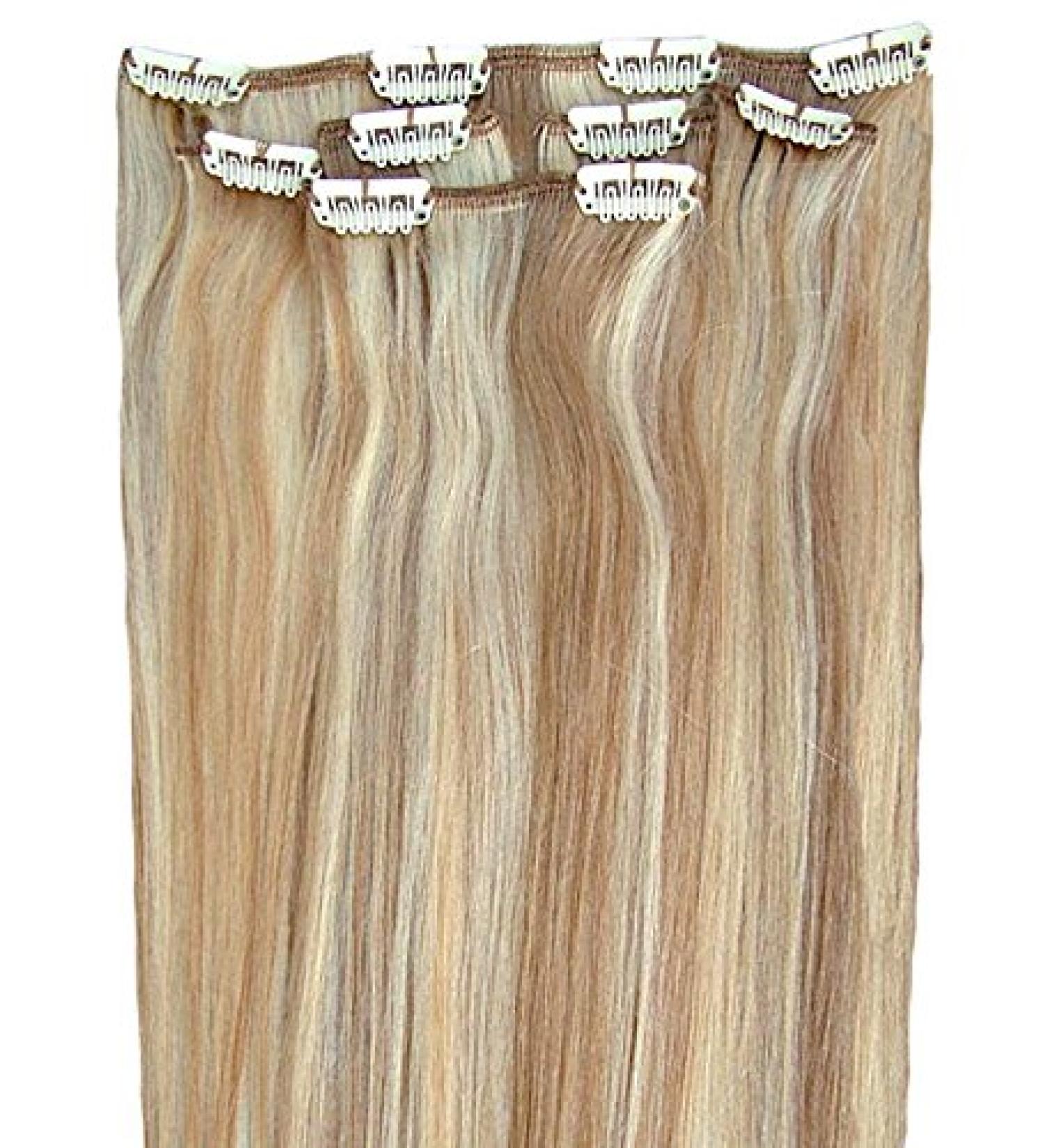 Forever Young Hair Extensions Real Human Hair Extensions Clip In Half Head 40g 16" Length Caramel & Light Blonde Mix #18/22