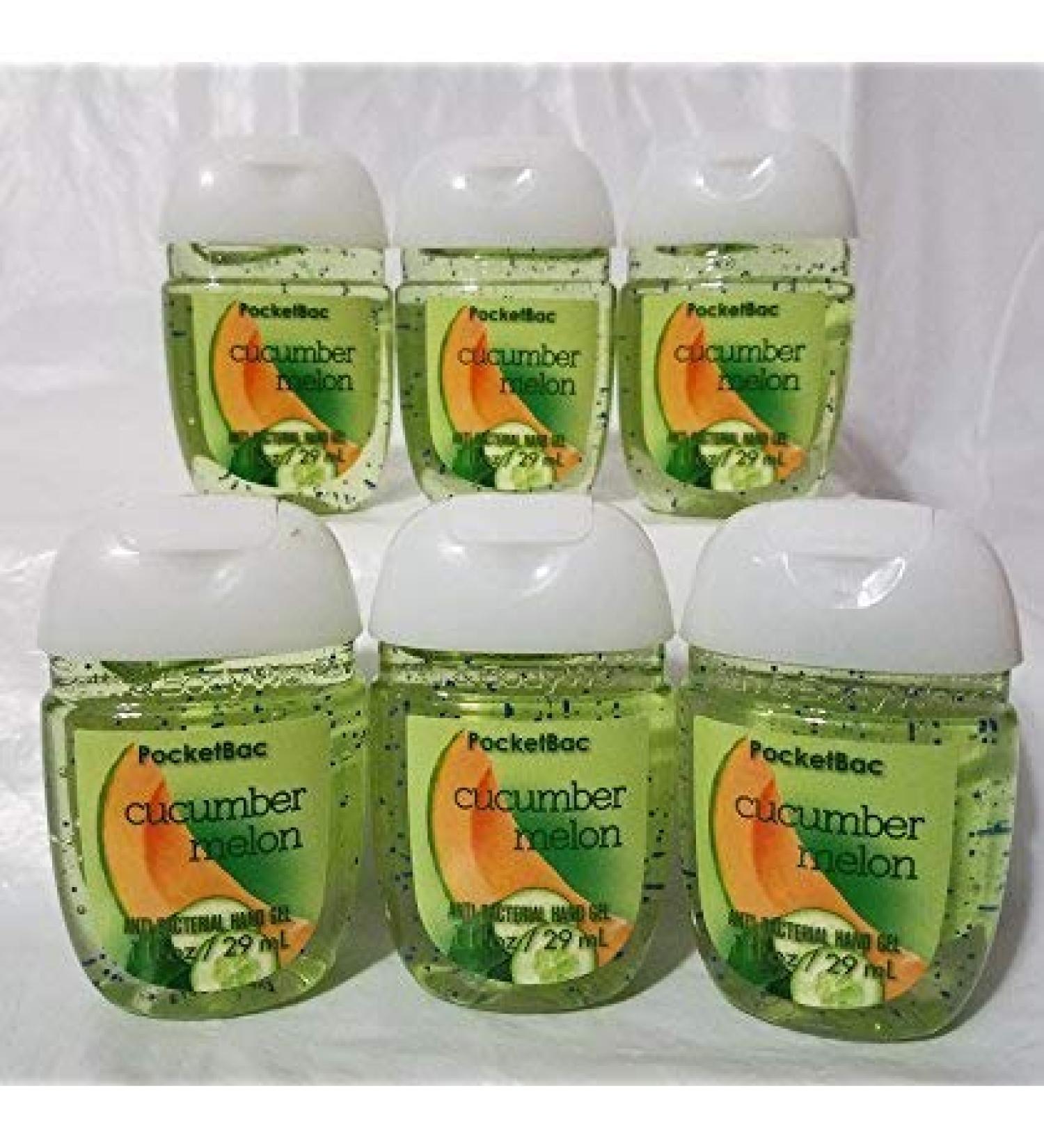 Bath and Body Works Pocketbac Hand Sanitizers Cucumber Melon 6 Pack bundle. 1 Oz