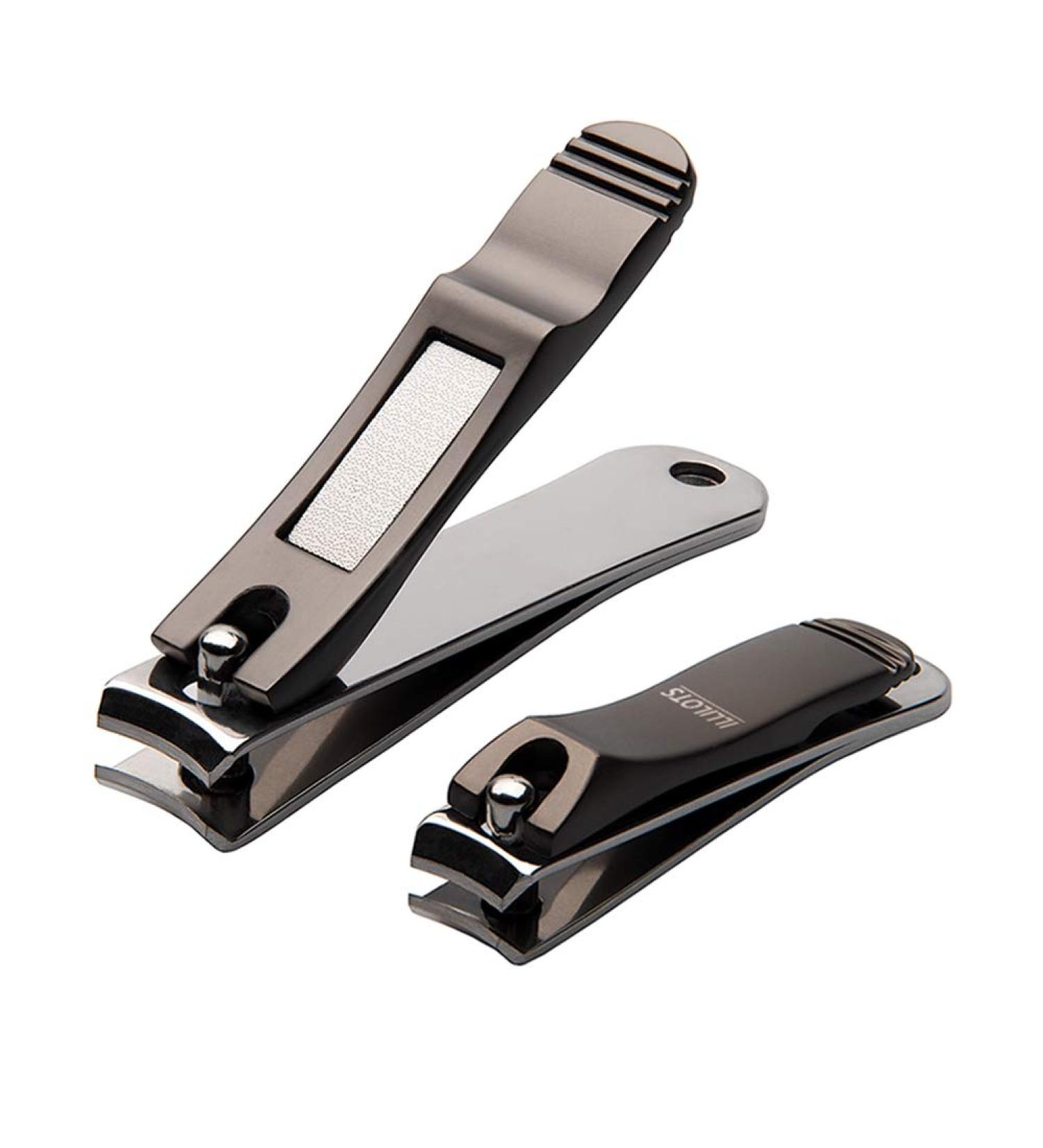 Durable Sharp Nail Clippers Set with Built-in Nail File | Matte Gray | Includes Tin Case - Buy Online on SooperMarket.com
