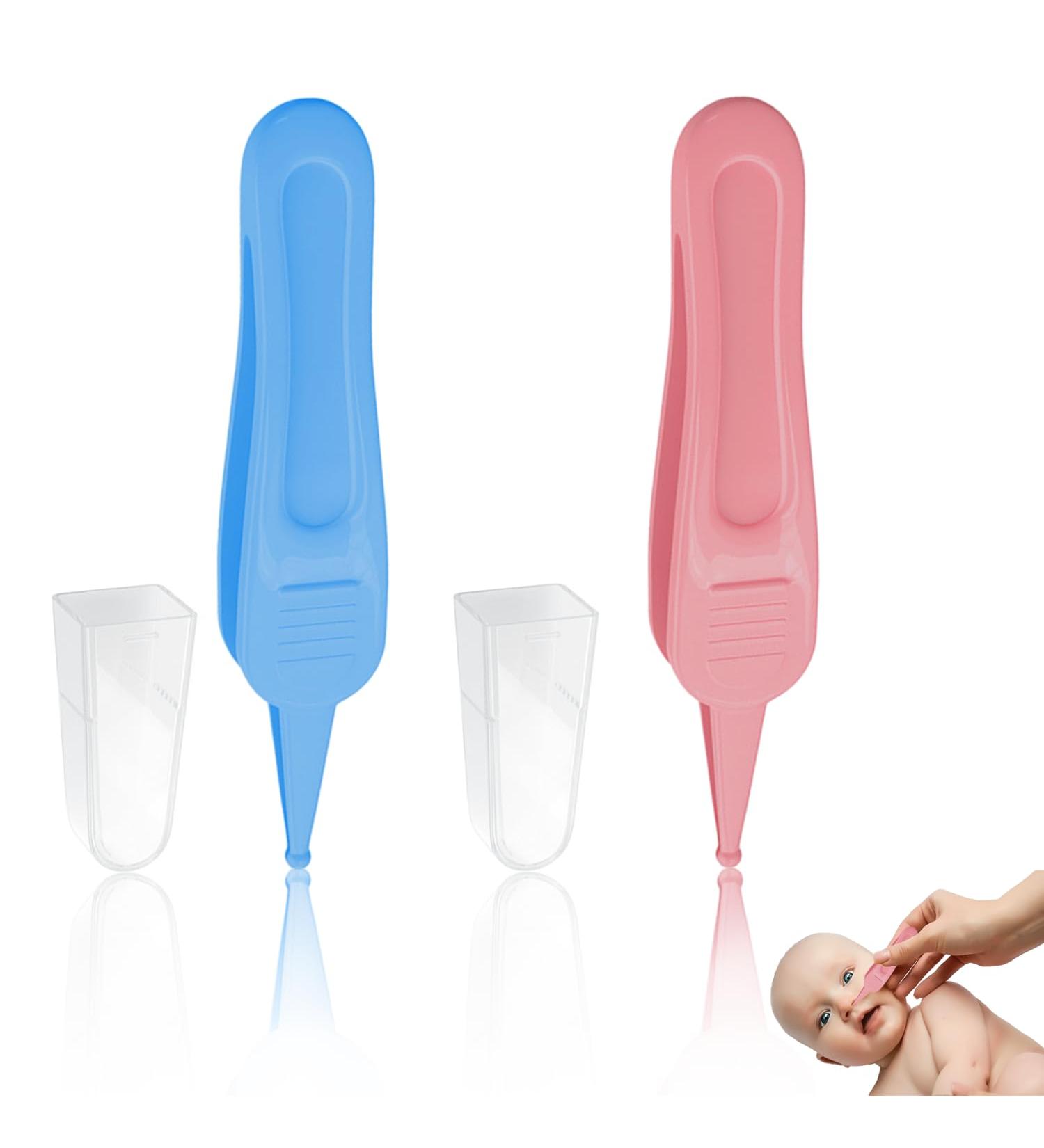 2 Pcs Baby Nose Tweezers Nose Cleaning Tweezers Safety Round-Head Nose Clean Clip Plastic Tweezers Baby Ear Nose Nasal Tweezers for Cleaning The Nasal Cavity