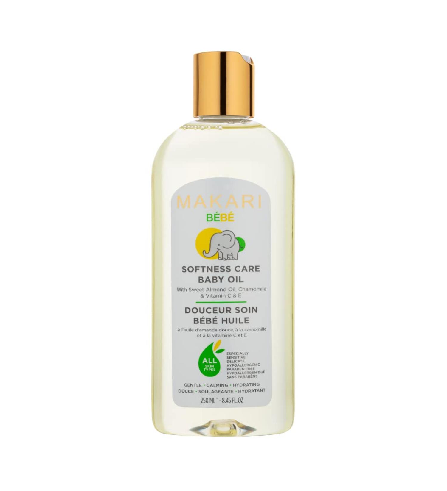 Makari Softness Care Baby Oil with Sweet Almond, Chamomile, Vitamins C & E - Hypoallergenic, Paraben-Free | Gentle for Newborn Skin - Buy Online on SooperMarket.com
