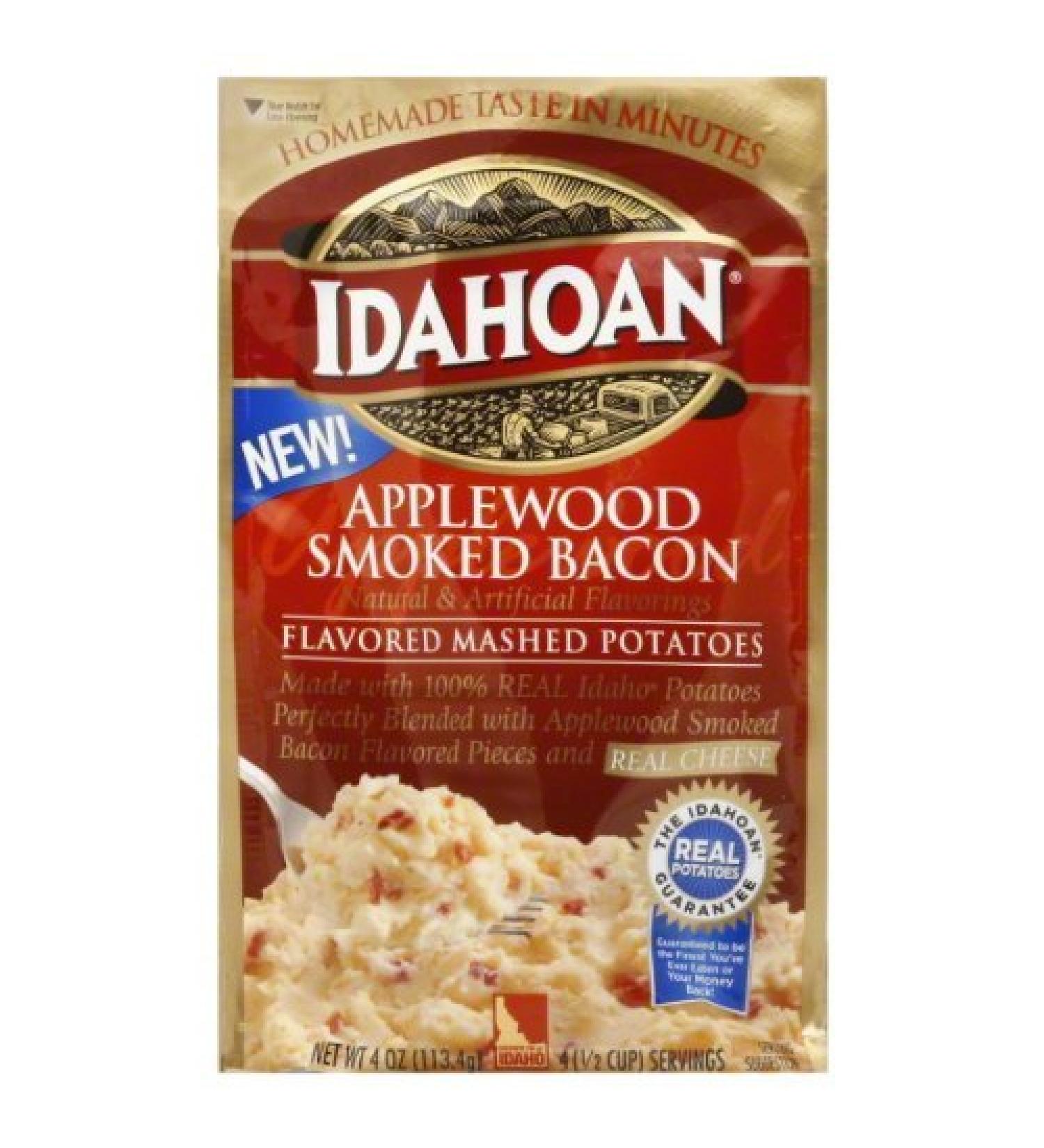 Idahoan, Applewood Smoked Bacon Flavored Mashed Potatoes, 4oz Pouch (Pack of 3)