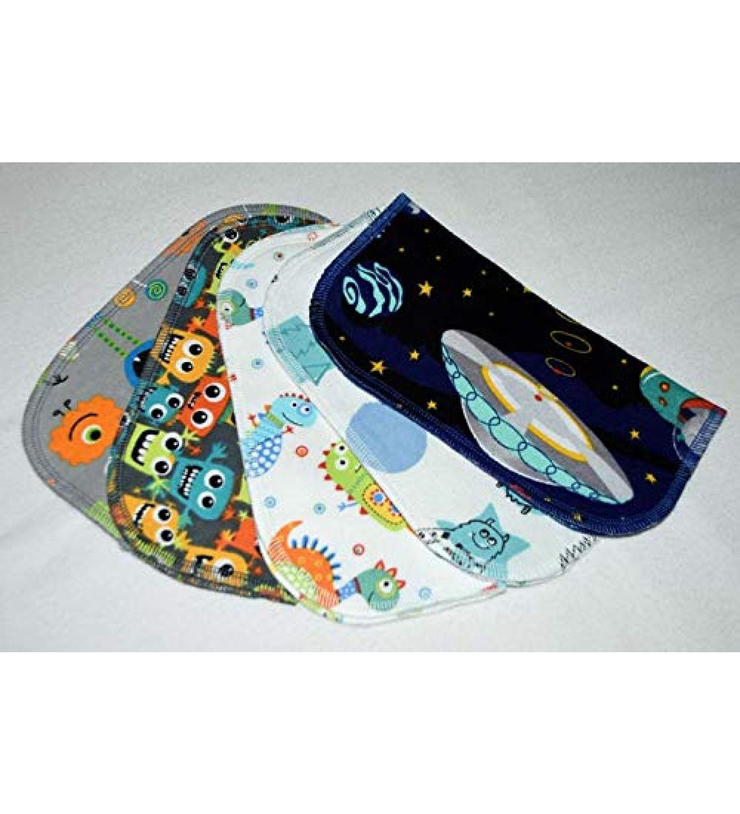 Set of 5 Little Monster Printed Flannel 8x8 Inch 1 Ply Wipes - Buy Online on SooperMarket.com