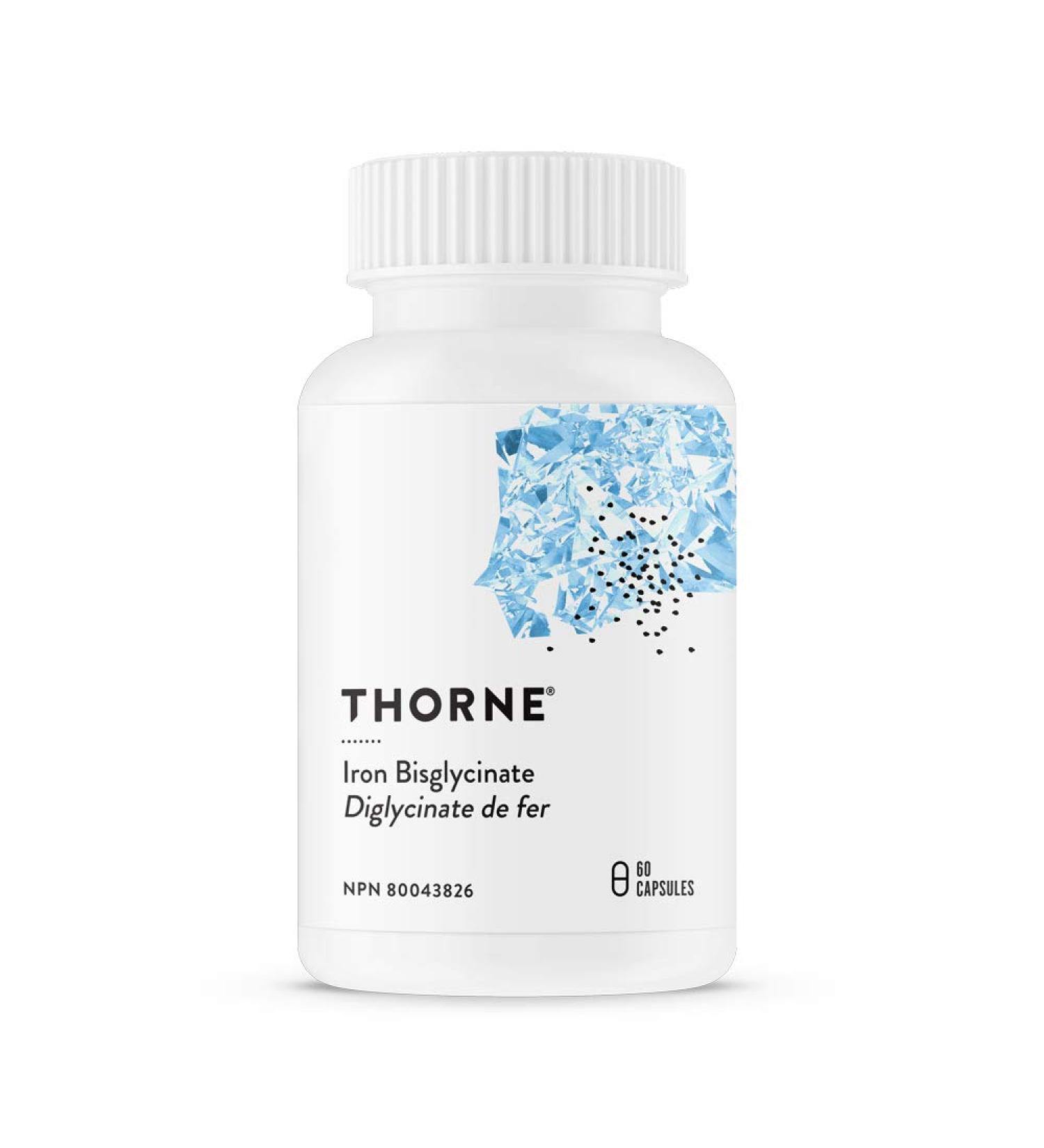 Thorne Iron Bisglycinate - 25 mg Iron Supplement for Enhanced Absorption Without Gastrointestinal Side Effects - 60 Capsules - 60 Servings - Buy Online on SooperMarket.com