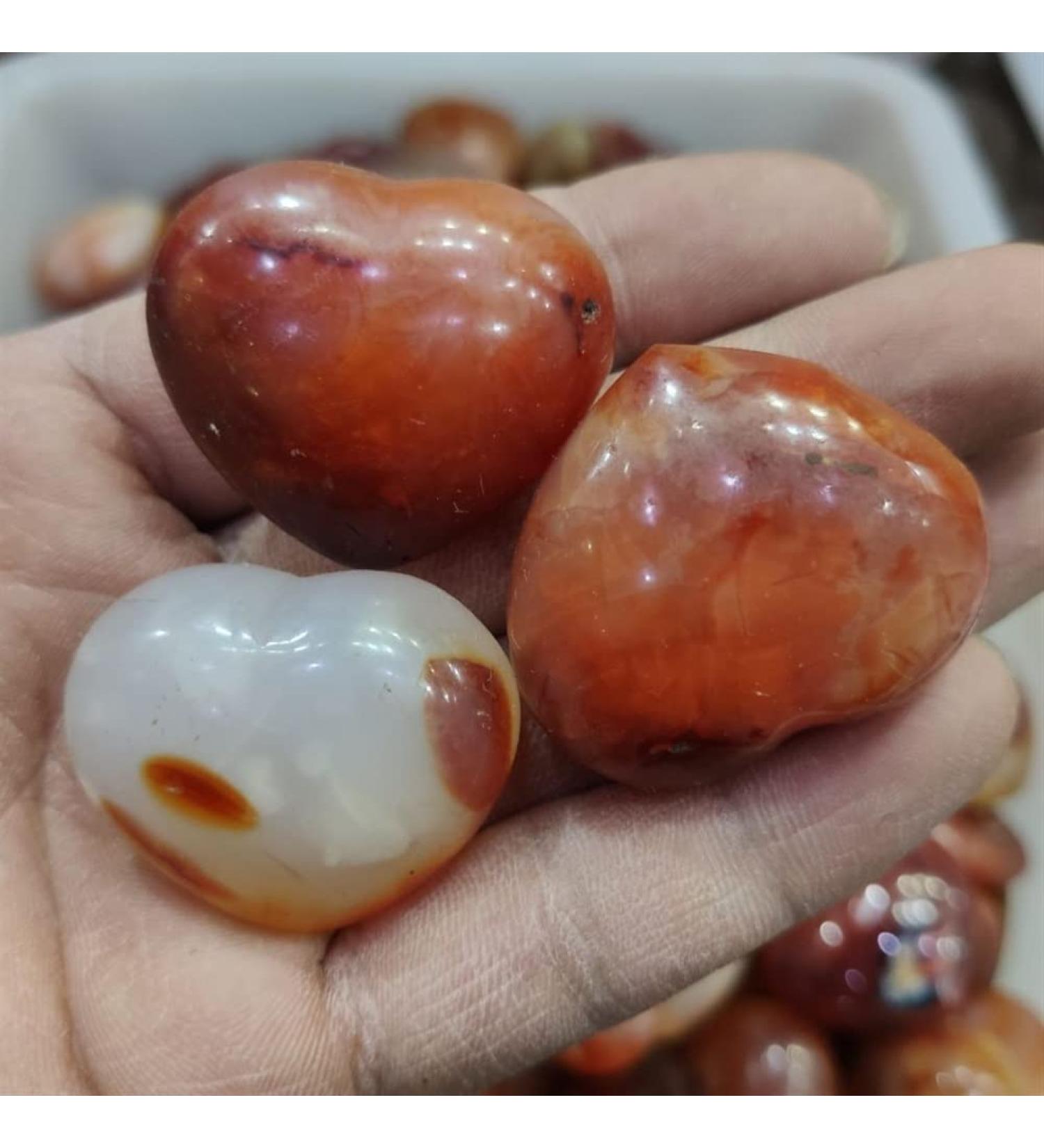3pcs Natural Heart-Shaped Colorful Red Carnelian Agate Flame Geode Beautiful Crystal - Buy Online on SooperMarket.com