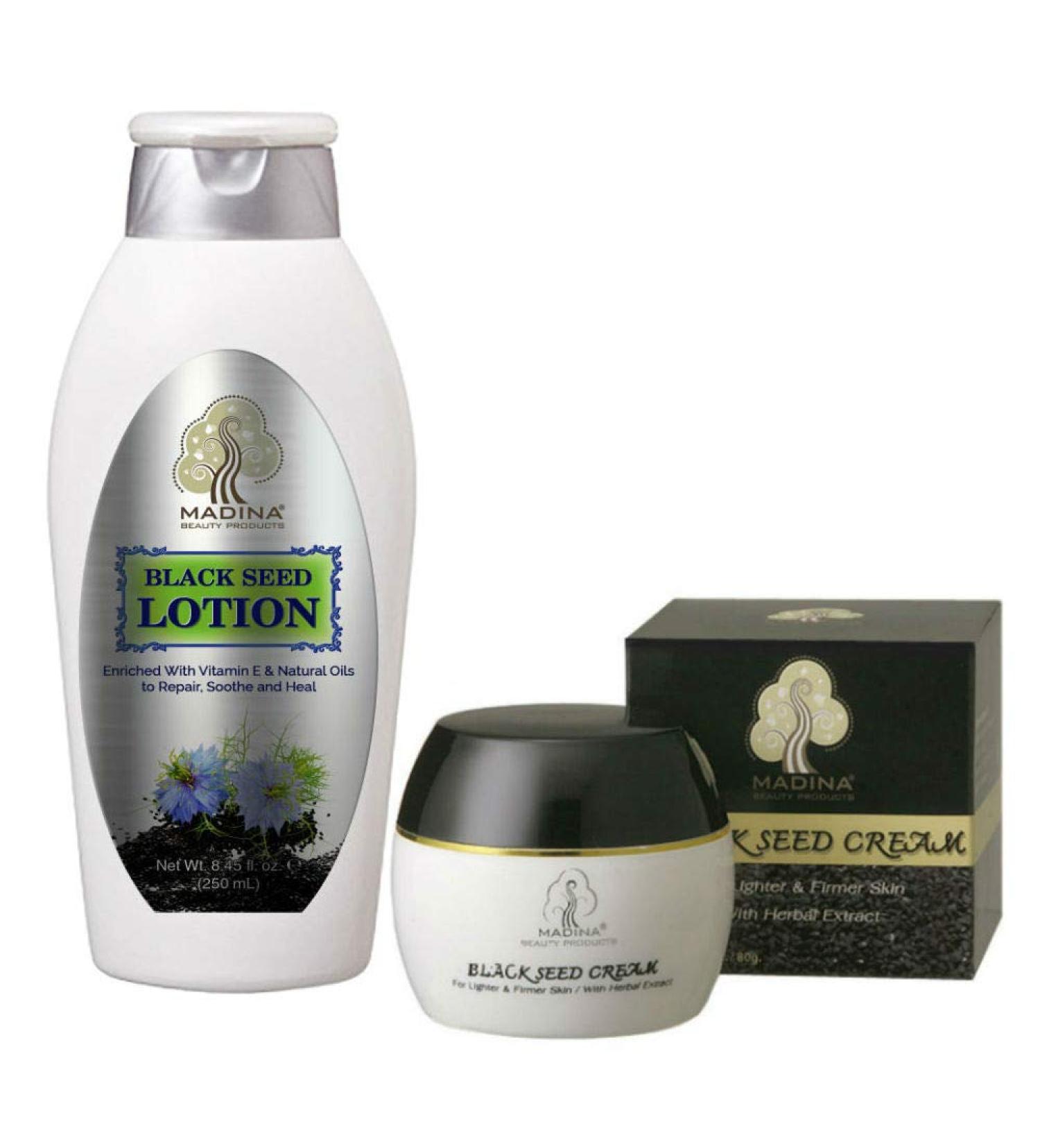 Madina Firming Skincare Bundle: Black Seed Face Cream & Body Lotion - Buy Online on SooperMarket.com