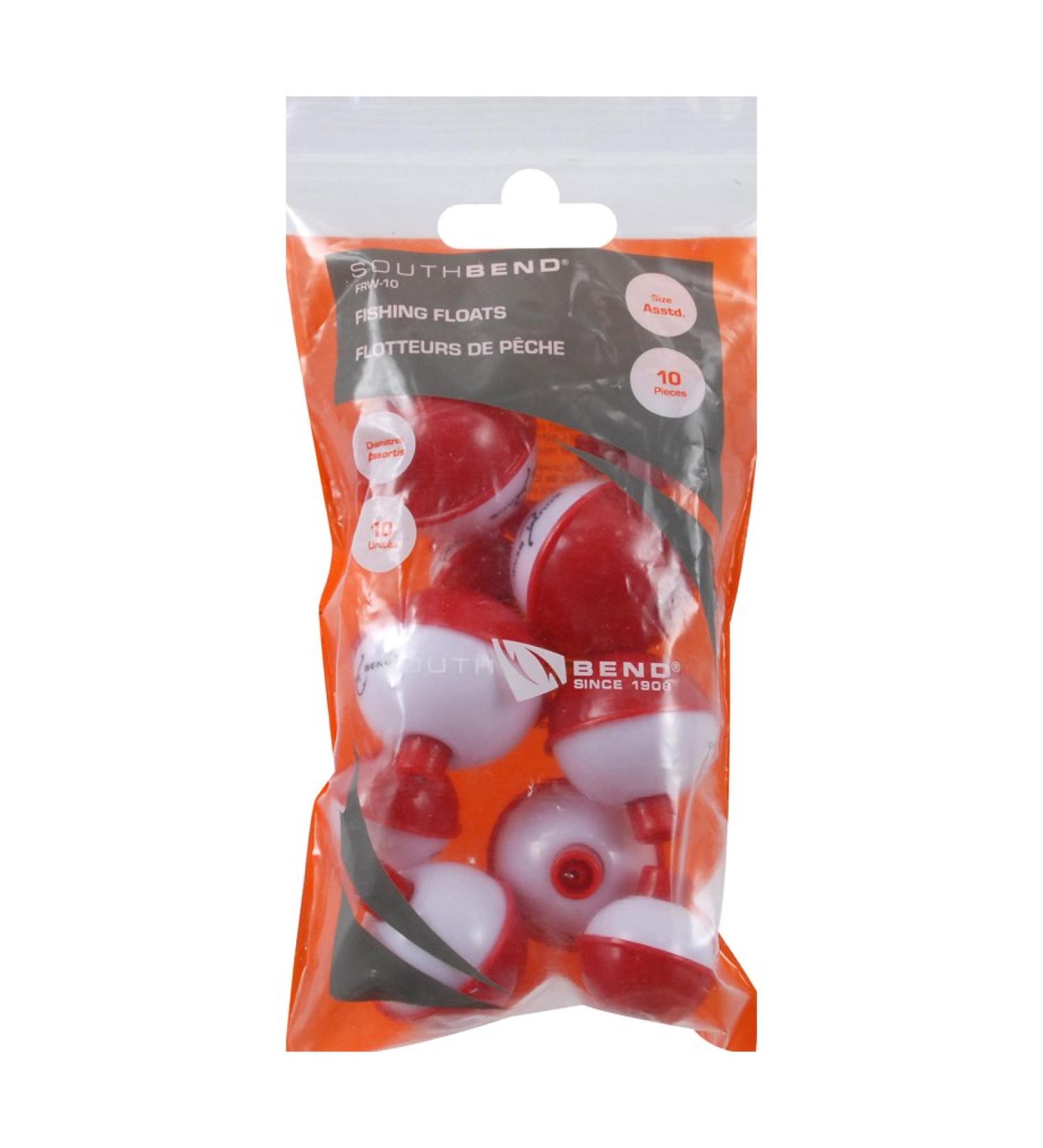 South Bend 10-Pack Push-Button Red & White Floats