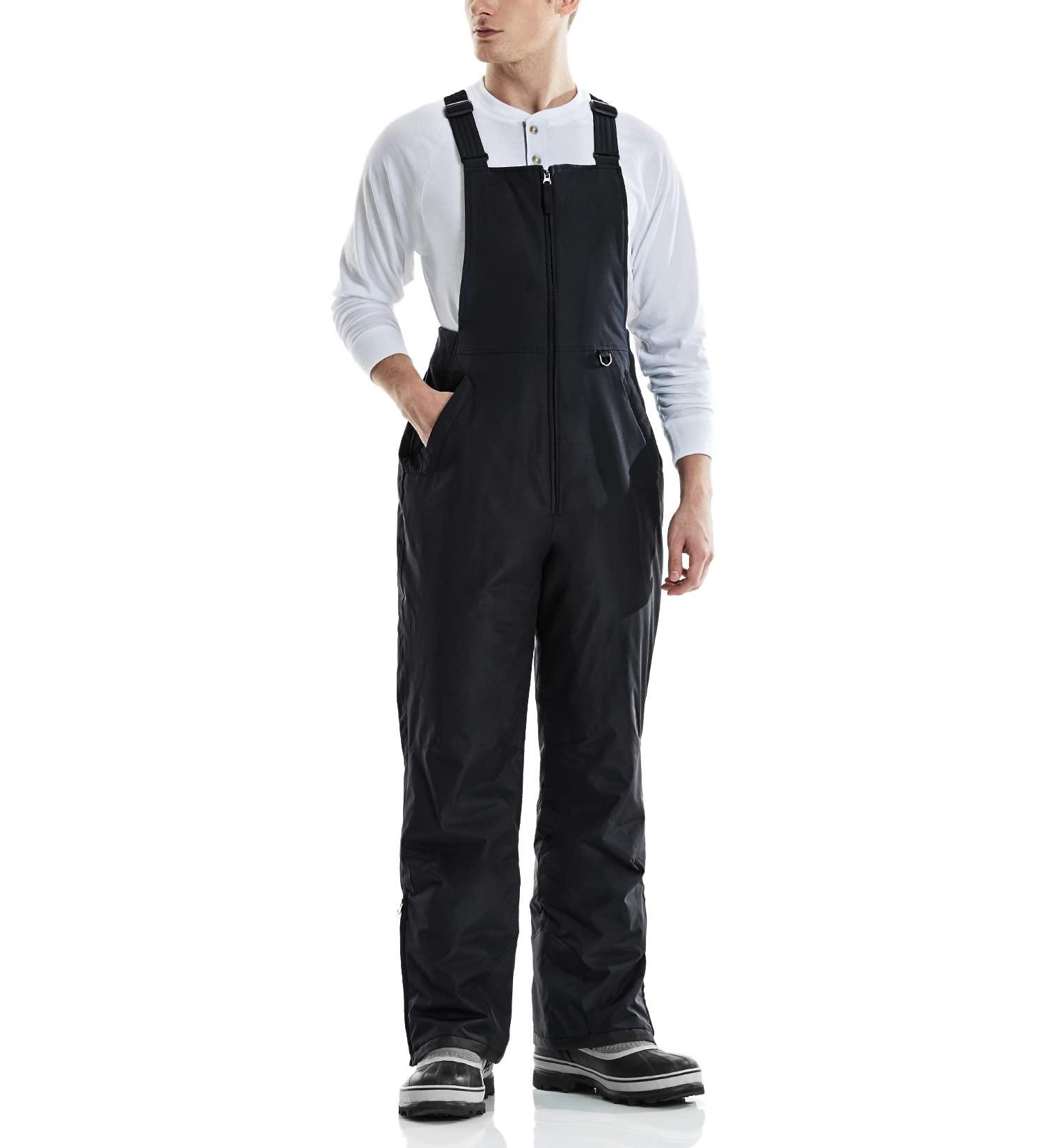 TSLA Men's Winter Snow Bibs - Waterproof & Insulated Overalls | Black Large - Buy Online on SooperMarket.com