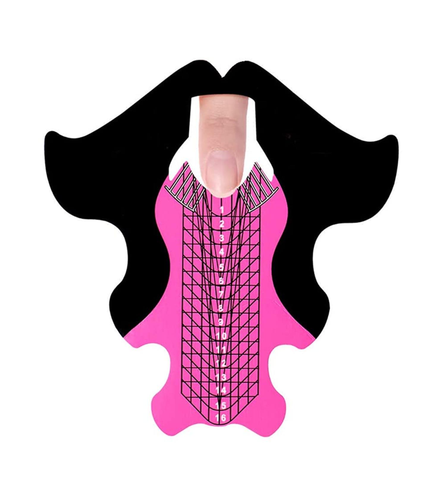 100pcs Long French DIY Nail Extension Paper Sticker | Fish Pattern Pink UV Gel Form Guide Stickers - Buy Online on SooperMarket.com