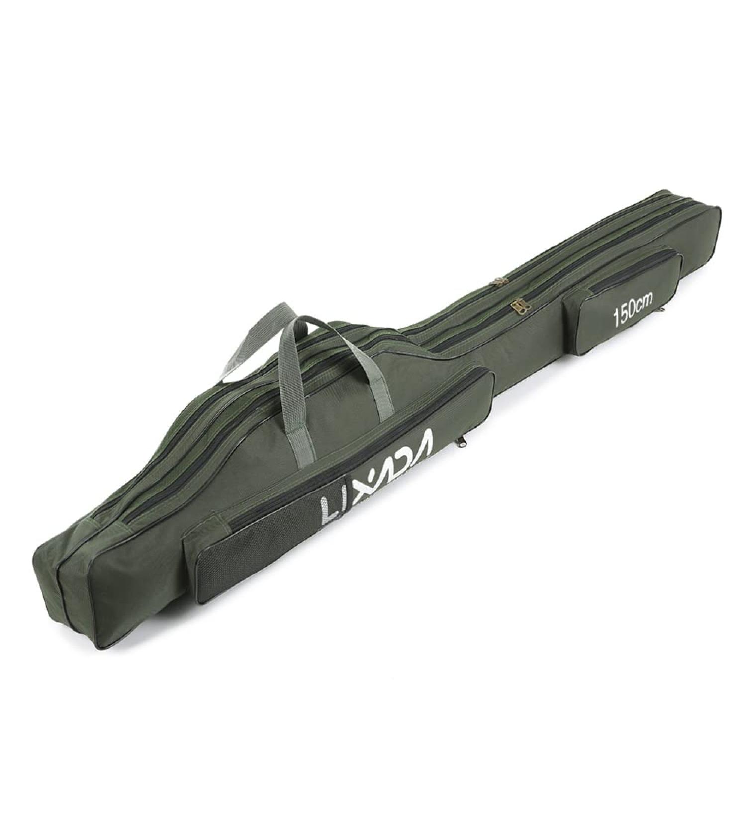 Lixada Portable Folding Fishing Rod Case - 130cm Army Green | Fishing Pole Storage Bag & Organizer - Buy Online on SooperMarket.com