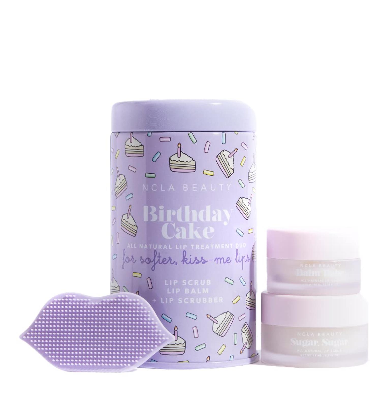 NCLA Lip Care Set + Lip Scrubber - Birthday Cake | Clean, Natural, Non-Toxic Beauty - Buy Online on SooperMarket.com