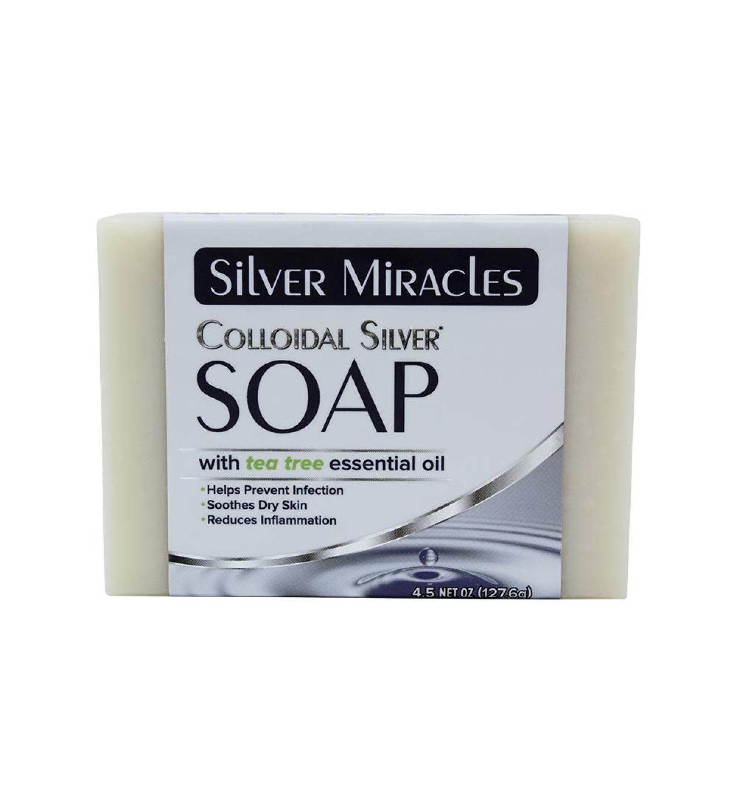 Silver Miracles Colloidal Silver Soap with Tea Tree Essential Oil - Natural Antibacterial Cleanser - Buy Online on SooperMarket.com