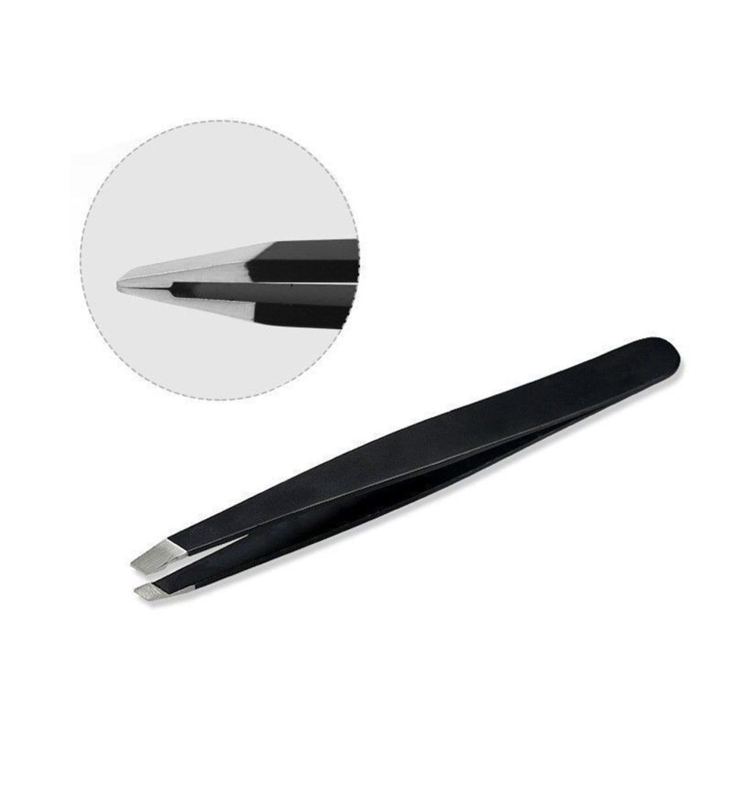 Professional Beauty Eyebrow Tweezers Slanted Tip Stainless Steel Tweezer Black - Buy Online on SooperMarket.com