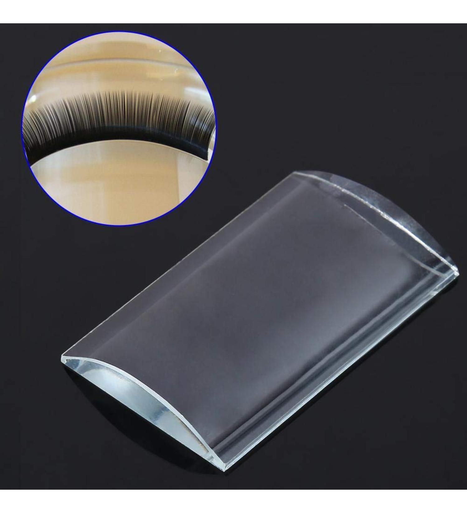 Curved Glass Eyelash Pad - Large Volume Extension Stand & Adhesive Palette for False Eyelashes - Buy Online on SooperMarket.com