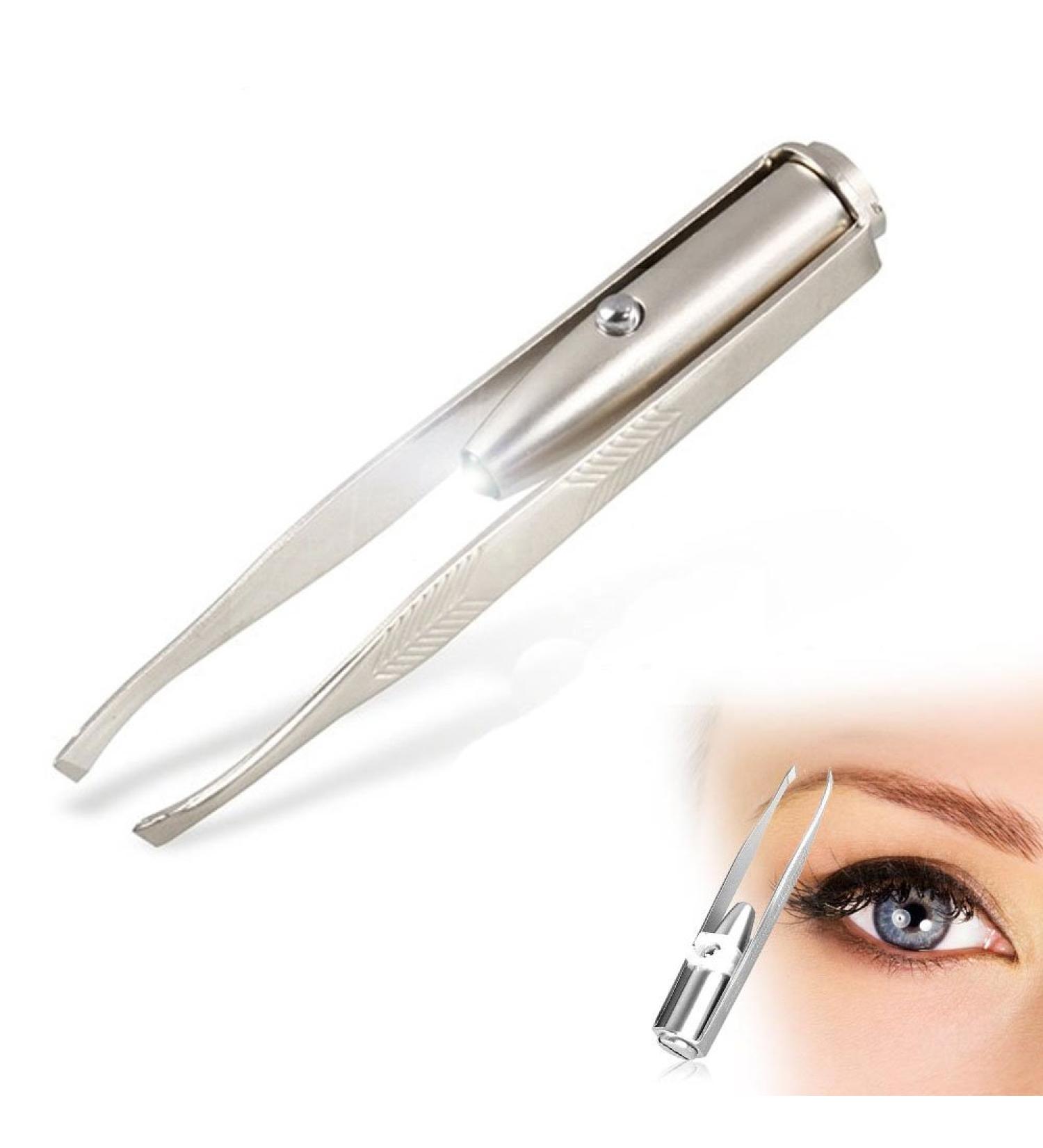 Eutuxia LED Light Tweezers - Stainless Steel Eyebrow & Eyelash Hair Removal Tool for Precision Plucking & Trimming. Illuminate Dark Areas for Better Accuracy. Single Tweezer - Buy Online on SooperMarket.com