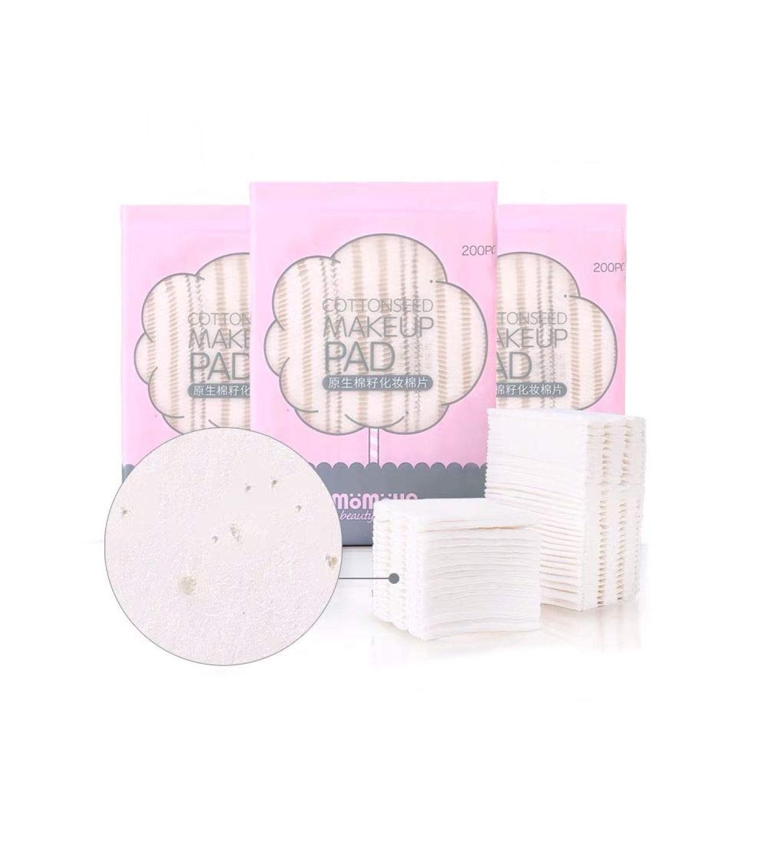 Momoup Organic Cotton Sheets CottonSeed Makeup Pads 200 Pieces/Bag 100% Organic Cotton Unbleached (1# CottonSeed Makeup Pad - 3 Bags) - Buy Online on SooperMarket.com