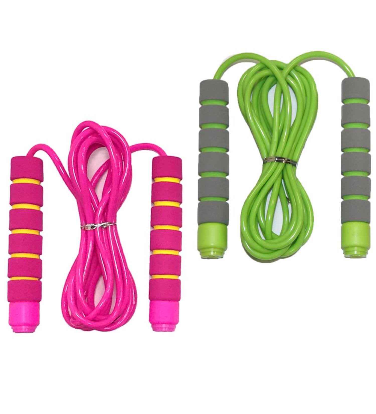 Kids Adjustable Jump Rope with Soft Foam Handles - Fun Outdoor Activity for Boys & Girls - Pink-Green - Buy Online on SooperMarket.com