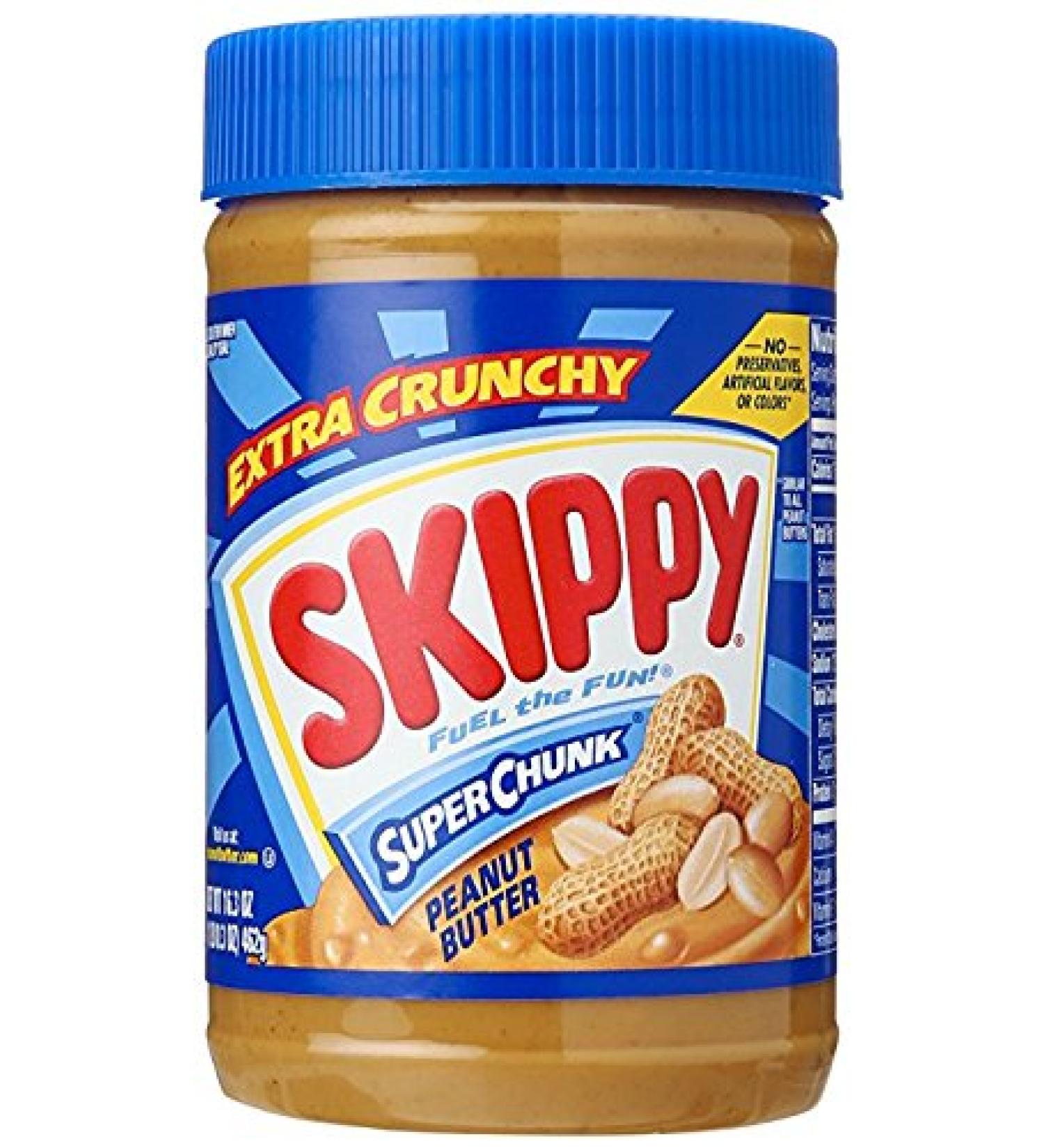 Skippy Super Chunky Peanut Butter 16.3 oz - Pack of 2 | Creamy & Delicious - Buy Online on SooperMarket.com