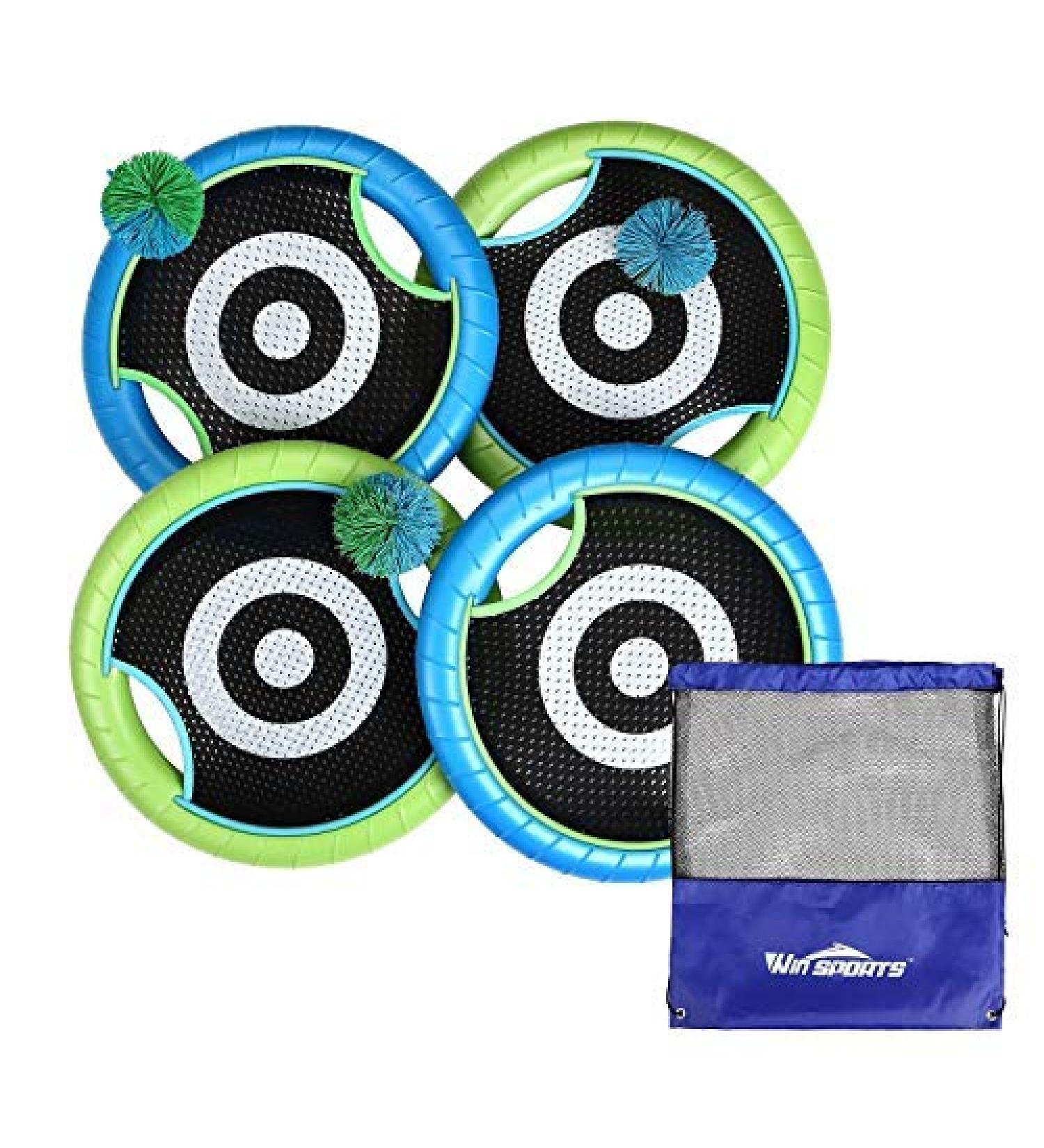 WIn SPORTS Trampoline Paddles Disc Indoor Outdoor Game for 4 Players Camping Game for Kids  Adults Couples  Friends Family  Includes 4 Rackets  3 Rubber Koosh Balls 1 Storage Bag - Buy Online on SooperMarket.com