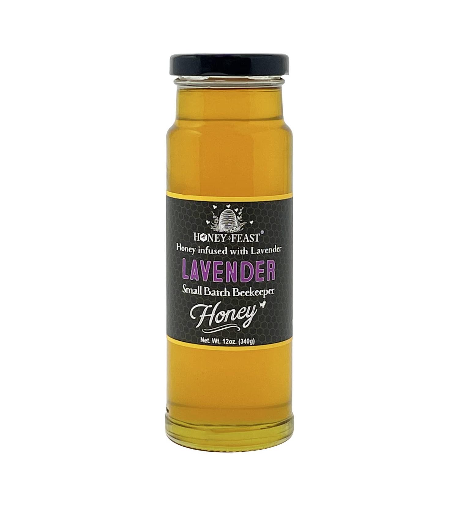 HONEY FEAST Organic Lavender Honey 12oz | Gourmet Flavored Honey for Tea, Cooking & Baking | Florida Beekeeper-Bottled - Buy Online on SooperMarket.com