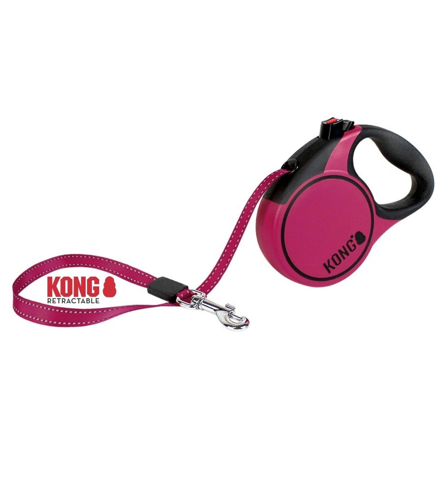 High-Quality 5m Cong Roll-Out Dog Leash for Large Dogs Up to 50kg | Comfortable Soft Handle & Reflective Belt | Durable Pink Roller Linen with Break & Lock System - Buy Online on SooperMarket.com