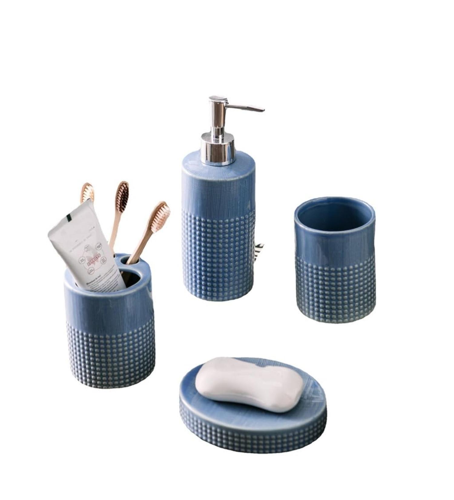 Buy Ceramic Bathroom Group Set - 4-Piece Lotion Bottle Hand Sanitizer Toothbrush Cup | International Shipping - Buy Online on SooperMarket.com