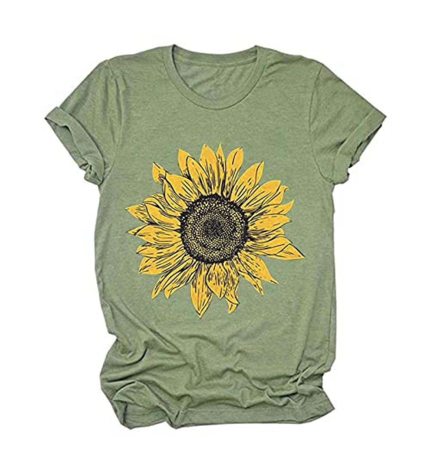 Women's Mint Green Floral Printed Blouse | Short Sleeve Tunics | Classic Fit T-Shirt | Summer Clothes - Buy Online on SooperMarket.com