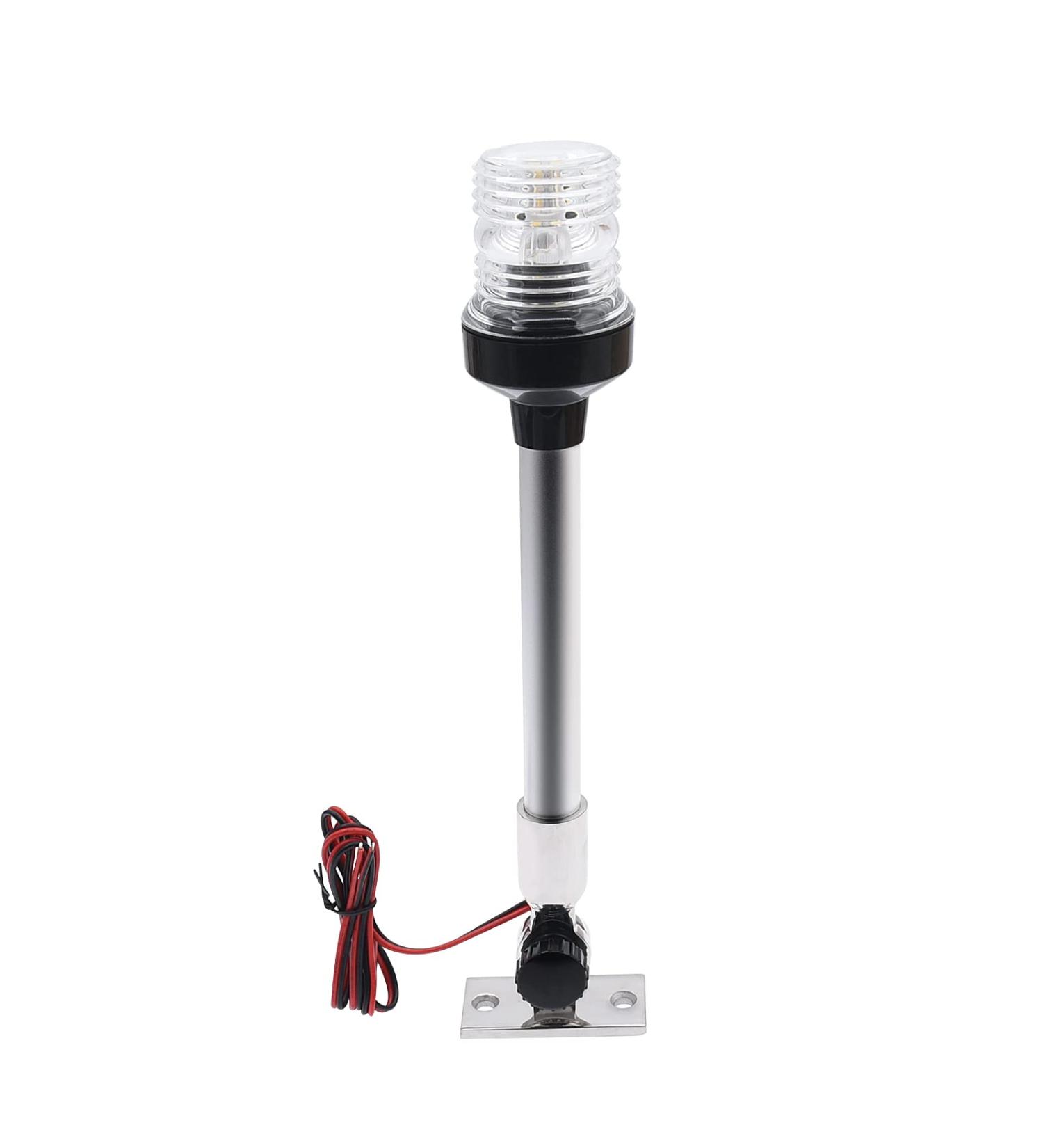 Geloo 12 Inch Boat Navigation Lights - White LED Fold Down Stern Light for Pontoon, Fishing Boat, Yacht - 360 Illumination - 3 NM Visibility - Buy Online on SooperMarket.com