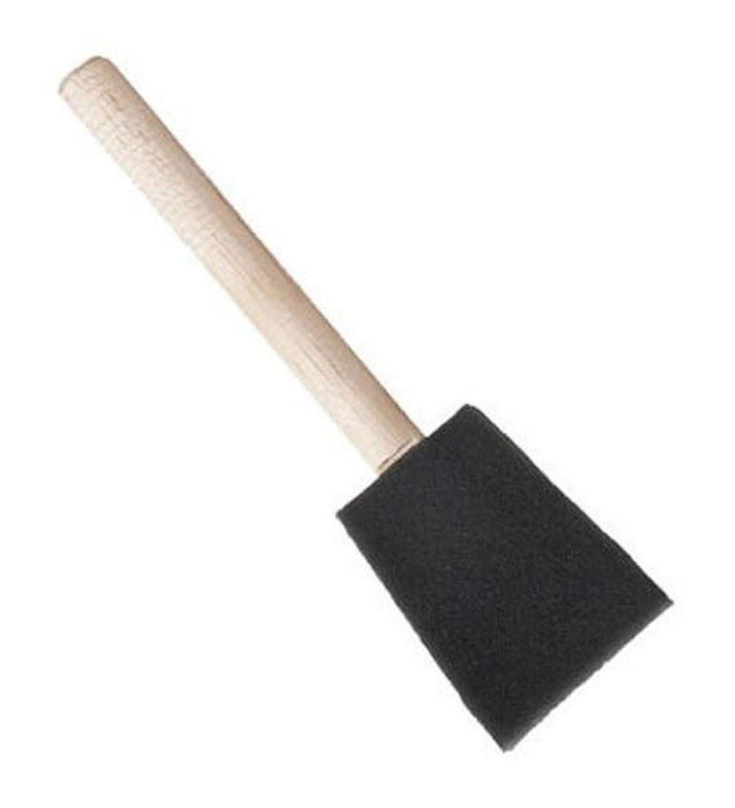 Jen Mfg, Sponge Brush: Black Sponge on Natural Wood Handle, 1 Inch