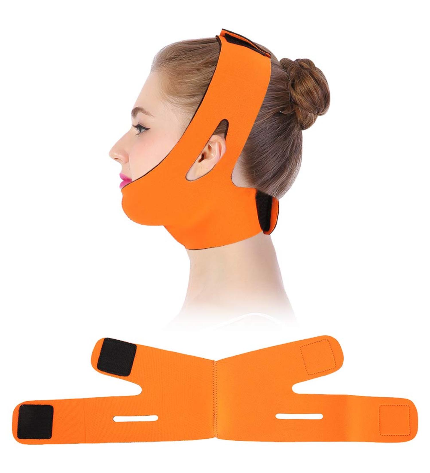 Face Slimming Cheek Mask V Face Line Belt - Orange Chin Lift Up Anti Wrinkle Sleep Mask - Buy Online on SooperMarket.com