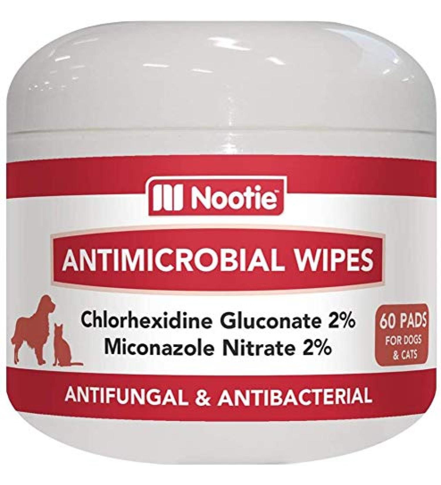 Nootie Medicated Dog Wipes - Antifungal, Antimicrobial, Antibacterial - 2% Chlorhexidine & Micronazole - 60 Pads - Buy Online on SooperMarket.com