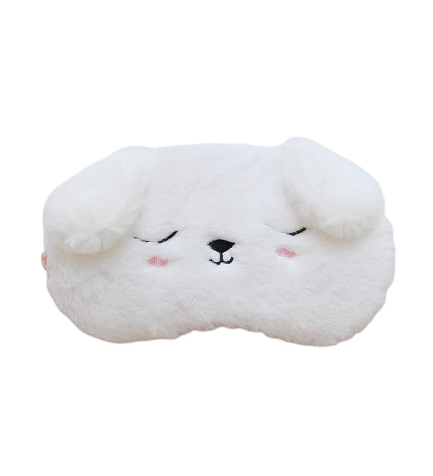 Zeiwohndc Plush White Dog Sleep Mask - Cute Cartoon Animal Design | Satin Lined Blindfold for Home & Travel - Buy Online on SooperMarket.com