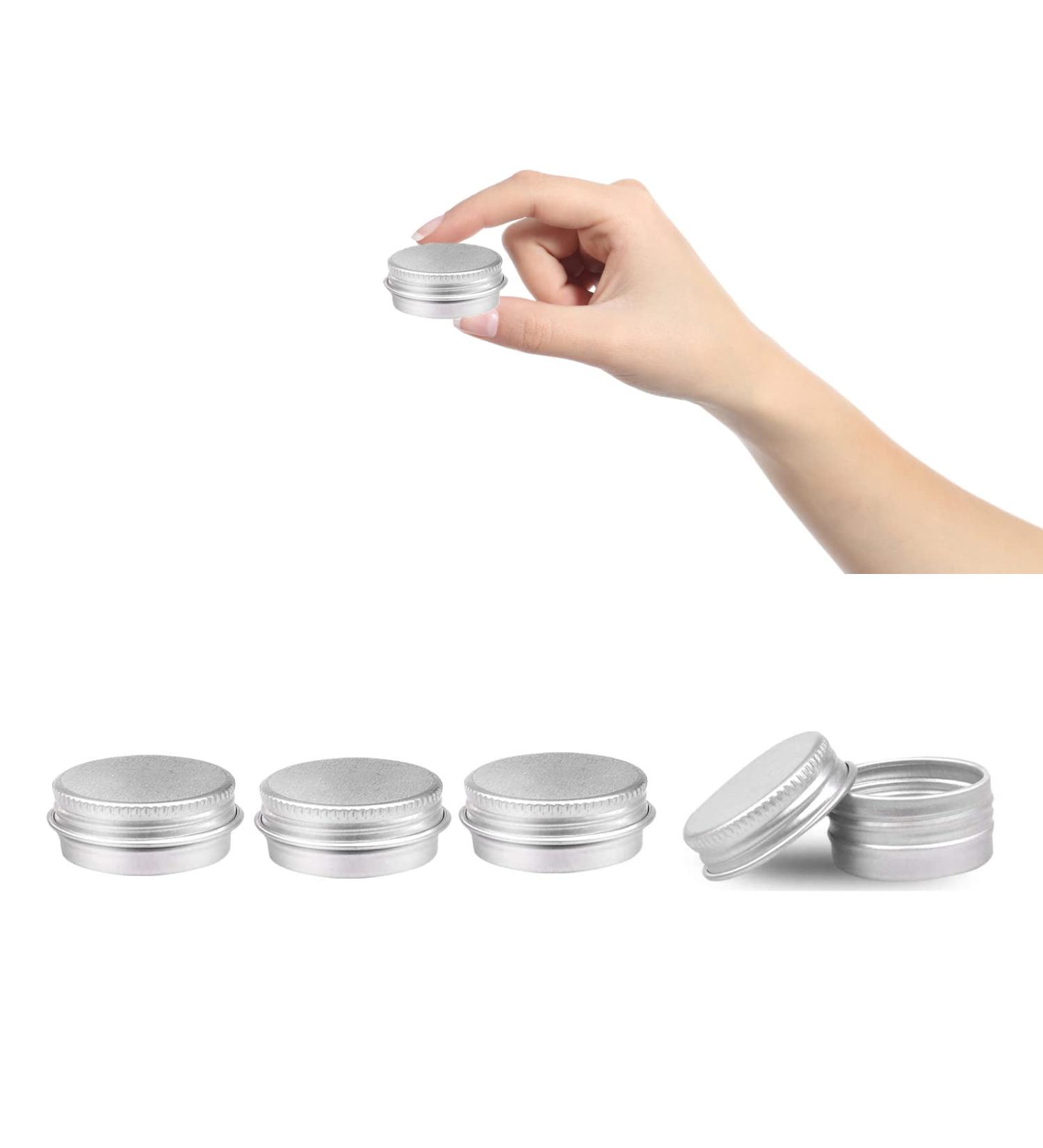 Aluminium Empty Containers 4 Pcs Round Travel Cream Jars 10 ml Empty Aluminium Tins with Lids Little Tin Pots Cosmetic Pots for Lip Balm Lotion Cream Masks Mini Candles Cosmetics (Silver) - Buy Online on SooperMarket.com