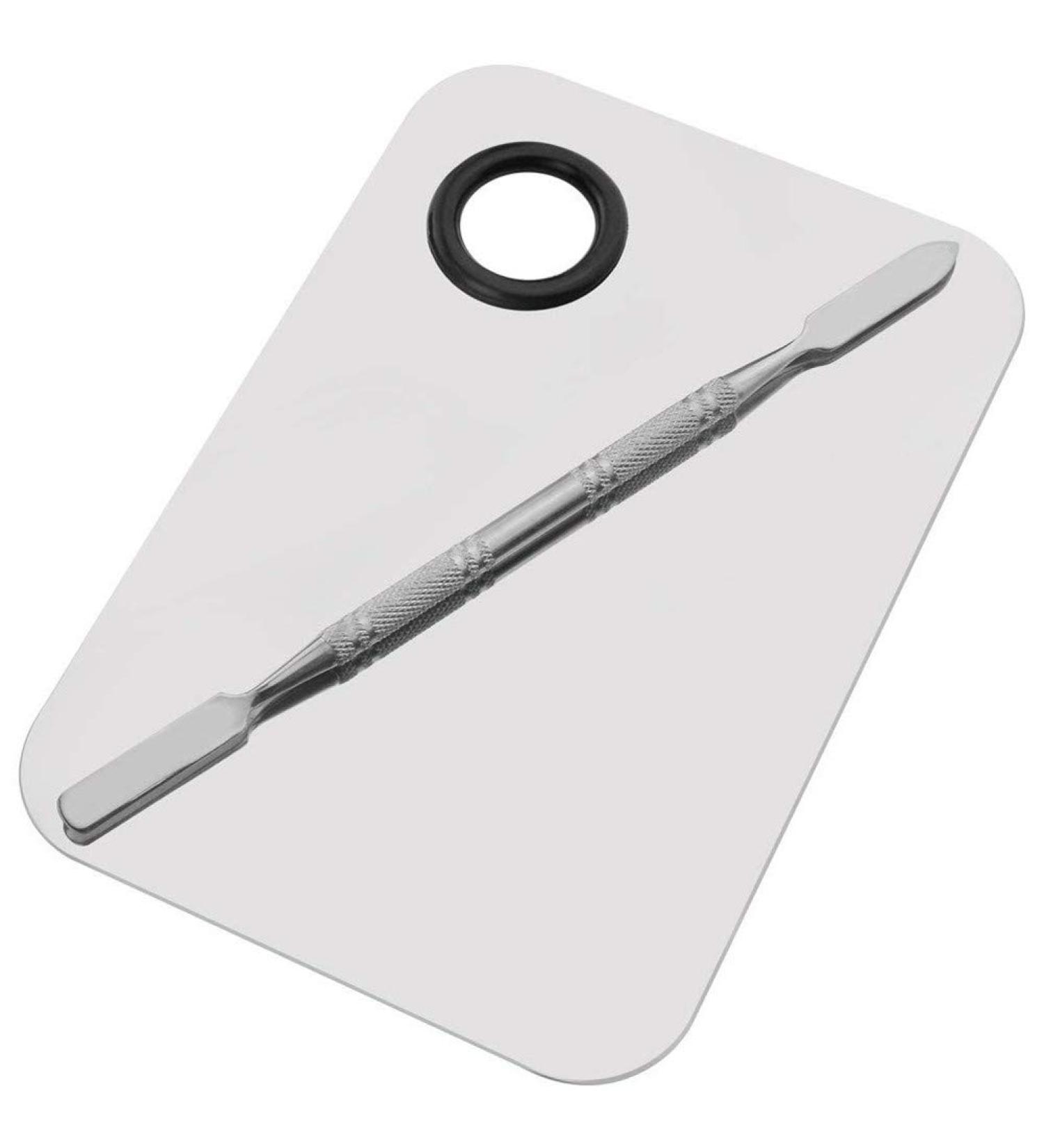Miamay 6 by 4 Inches Makeup Palette Stainless Steel Palette Cosmetic Artist Mixing Palette with 6 Inches Spatula Tool