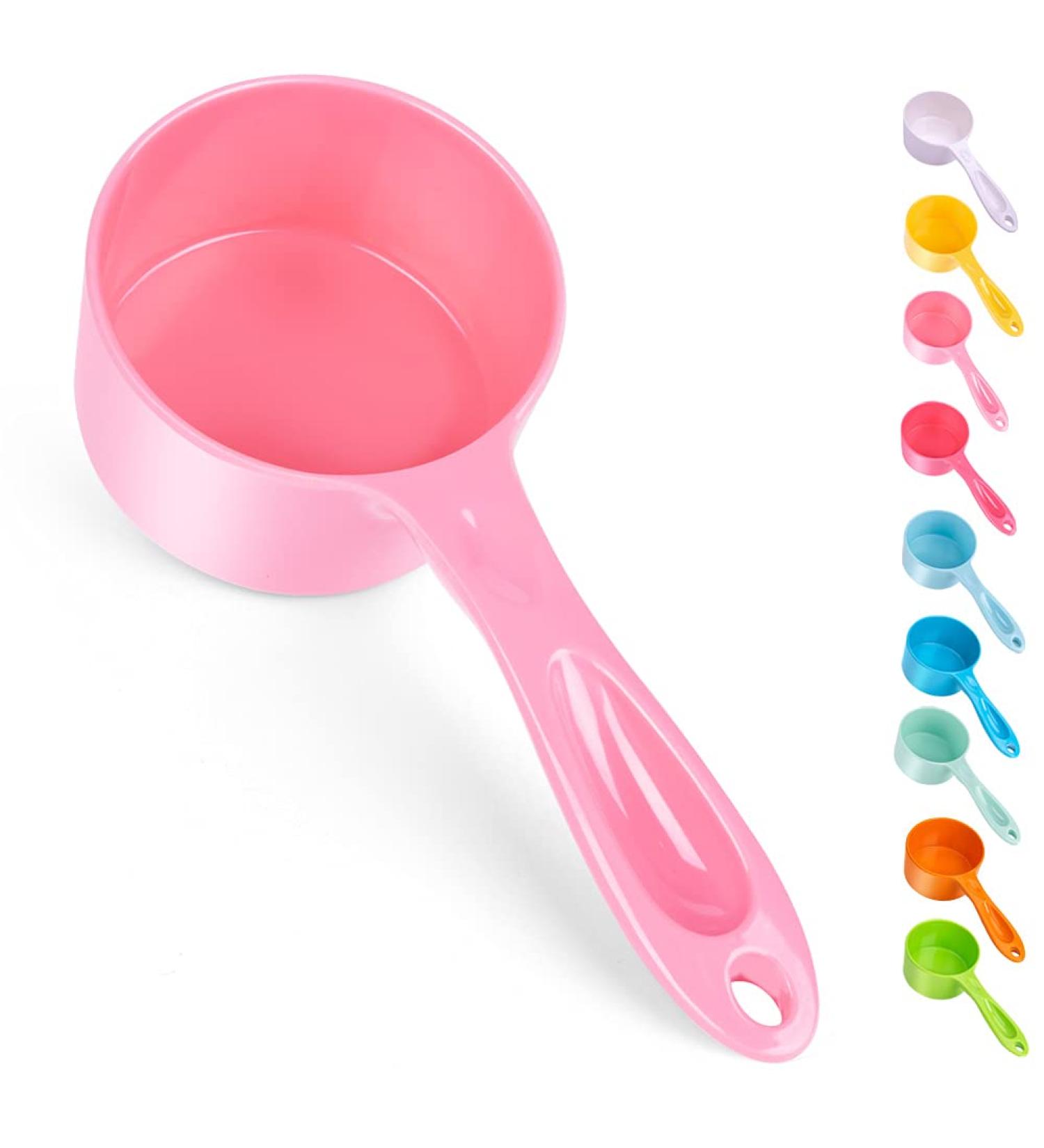 Food Grade Melamine Scoop Set - 1 Cup and 1/2 Cup Pink Scoops for Pet Food, Flour, Candy - Plastic Dry Measuring Cup for Canisters and Freezer - Buy Online on SooperMarket.com