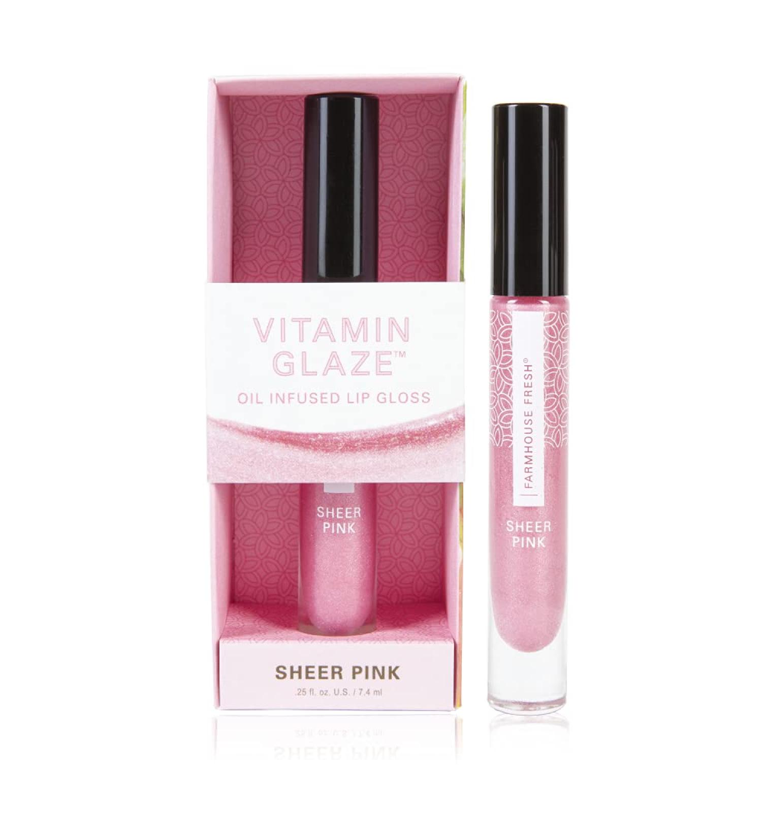 FarmHouse Fresh Vitamin Glaze Oil-Infused Lip Gloss - Sheer Pink 0.25 oz | Moisturizing Lip Gloss for All Skin Types | International Shipping Available - Buy Online on SooperMarket.com